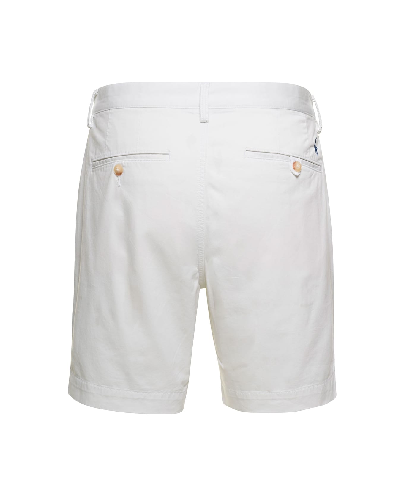 Ralph Lauren White Chino Shorts With Logo Patch In Cotton Man - Deckwash White