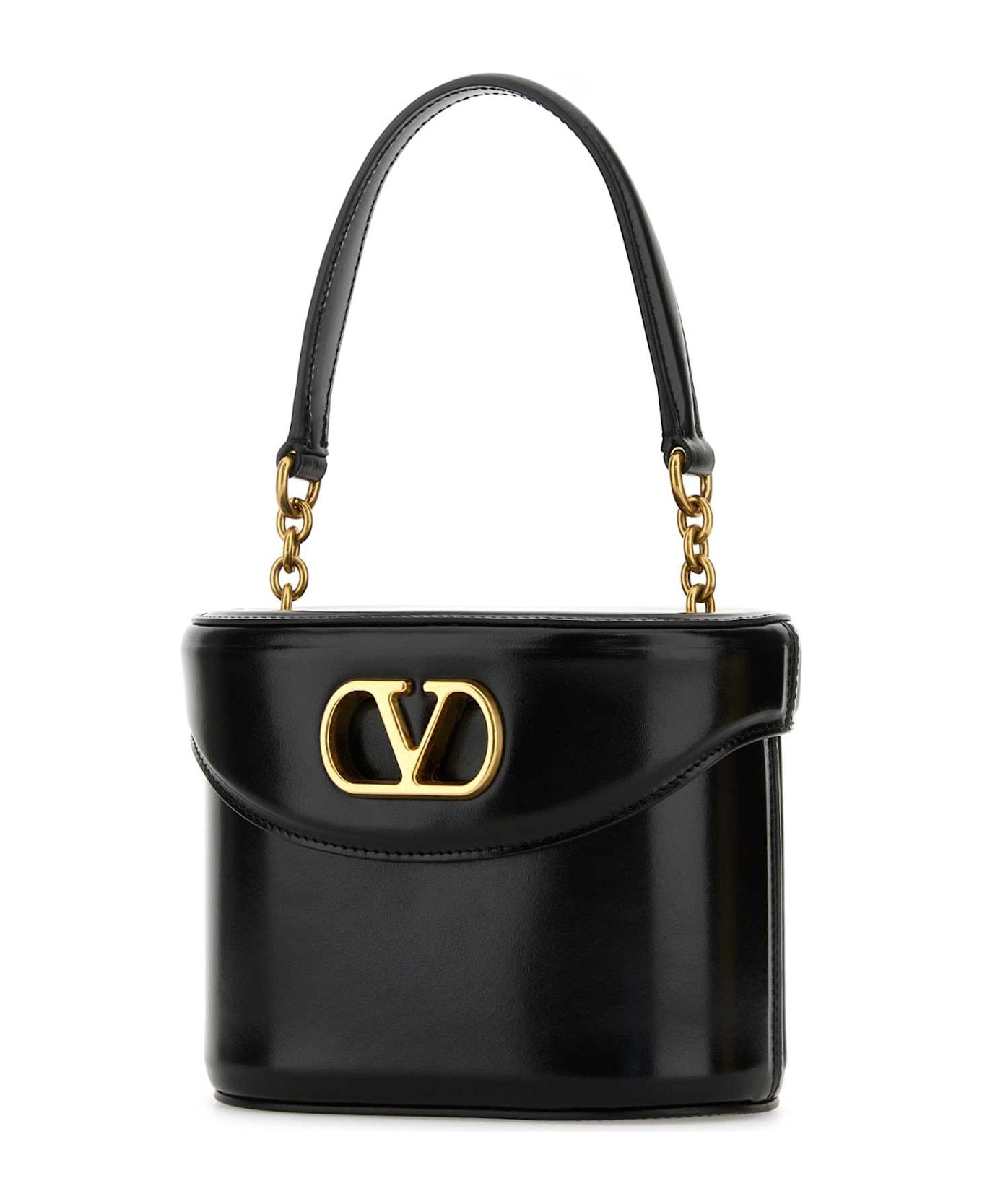 Valentino Garavani Black Leather Vlogo Signature Bucket Bag - NERO