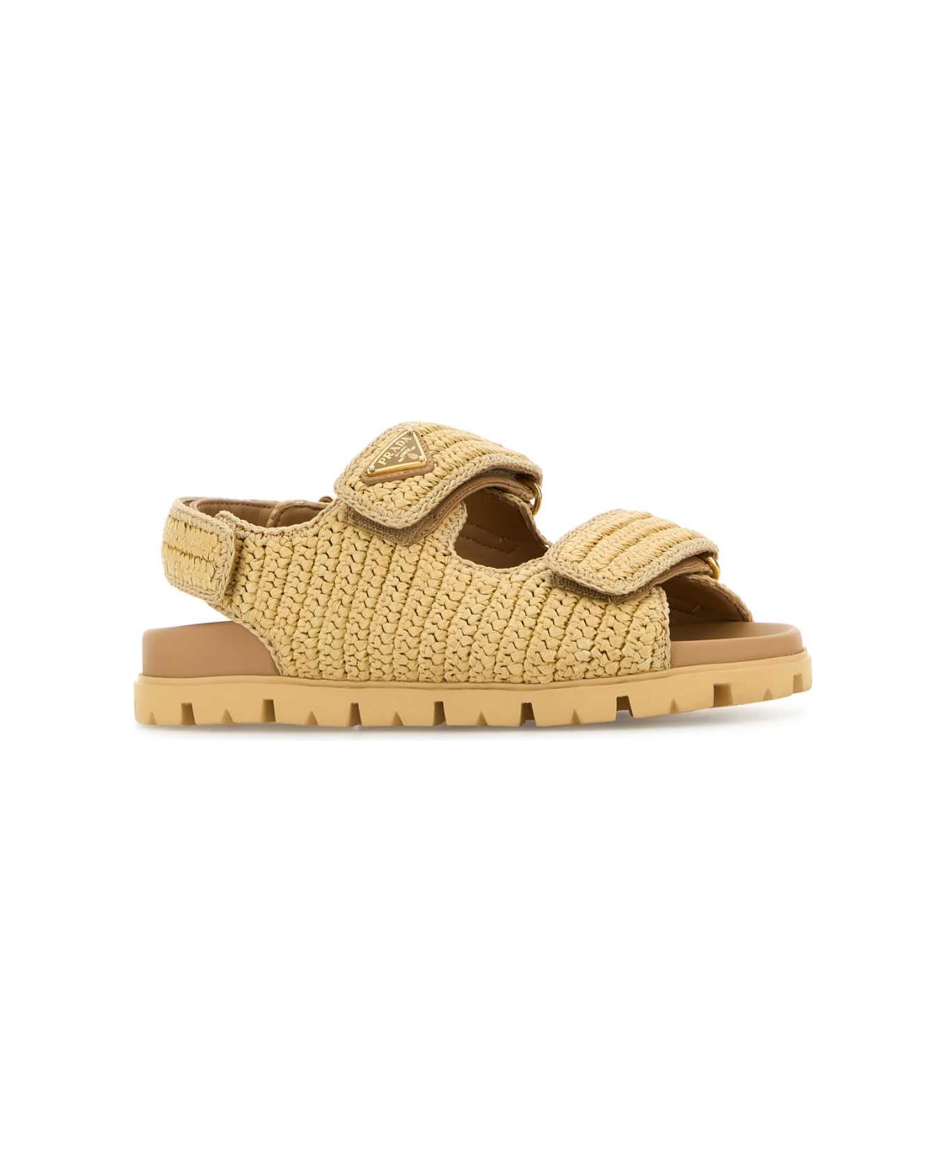 Prada Raffia Sandals - NATURALE