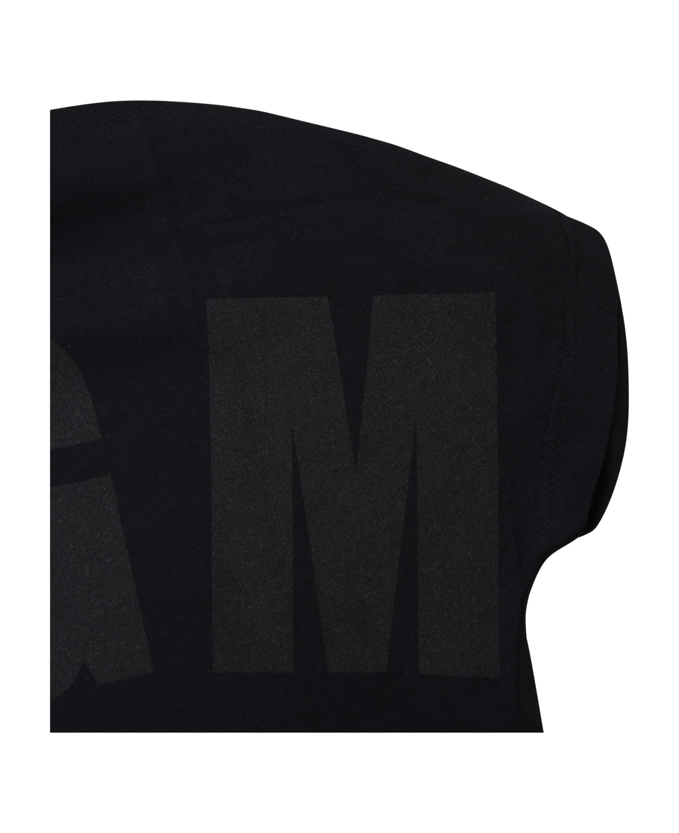 MSGM Black T-shirt For Kids With Logo - Black