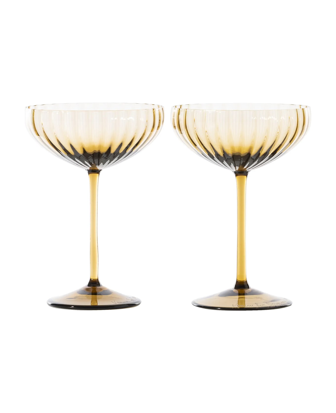 Venini Set Of 2 'bollicine' Champagne Cups 10.8 Cm - Yellow