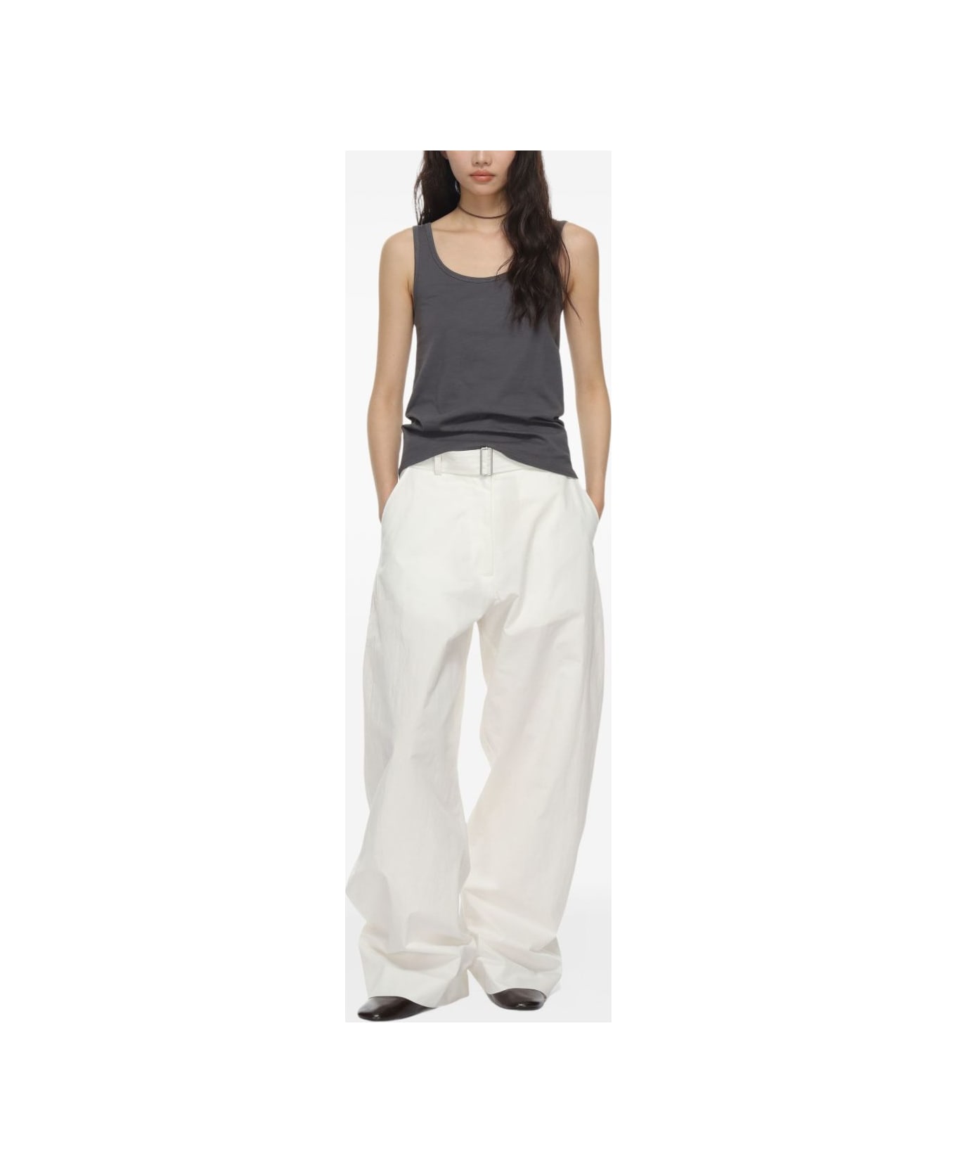 Studio Nicholson Round Leg Cotton Trousers - White