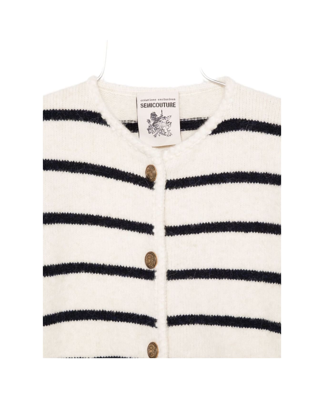 SEMICOUTURE Lea Wool Blend Cardigan - White