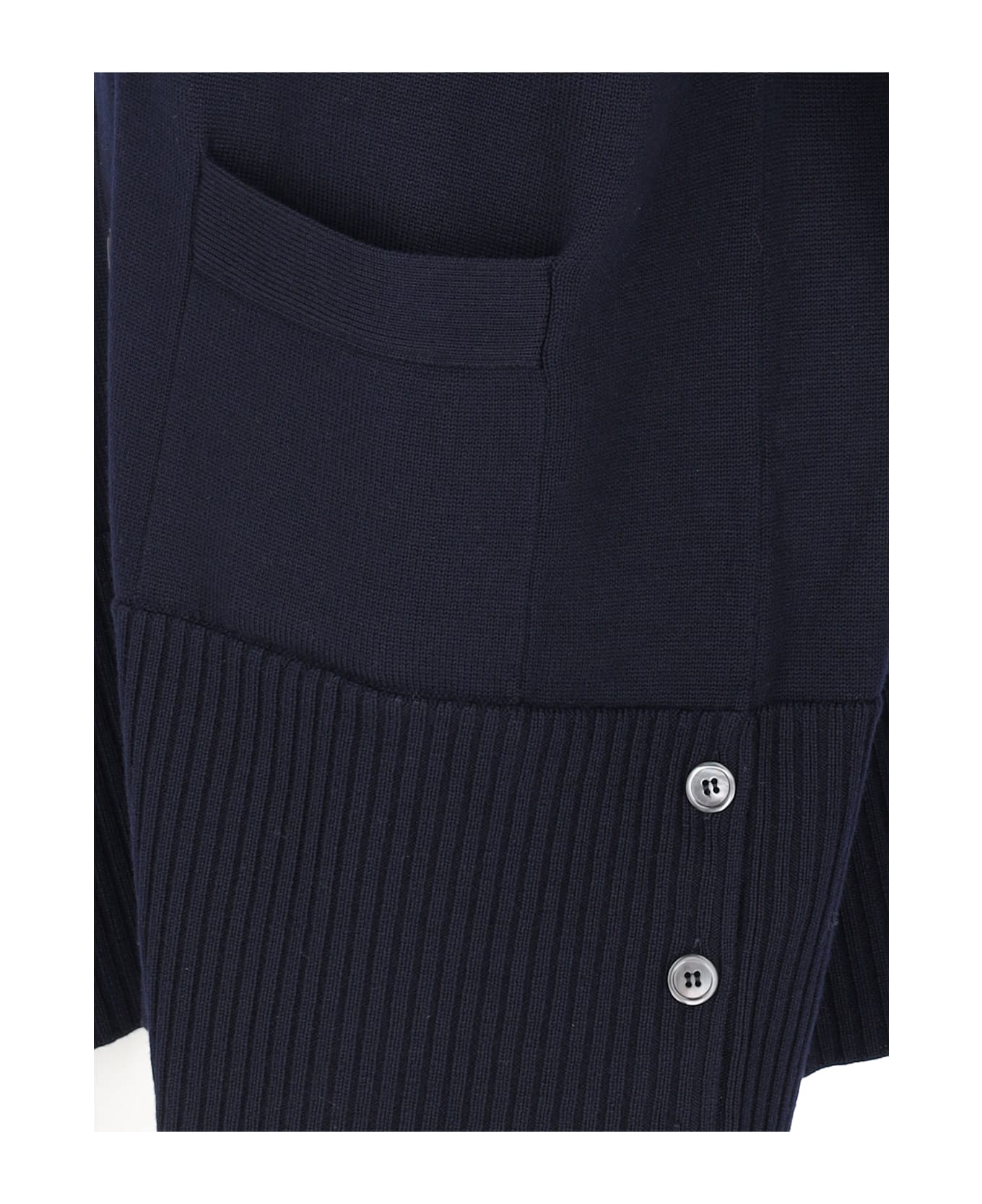 Thom Browne - Oversized Wool V-neck Cardigan - navy