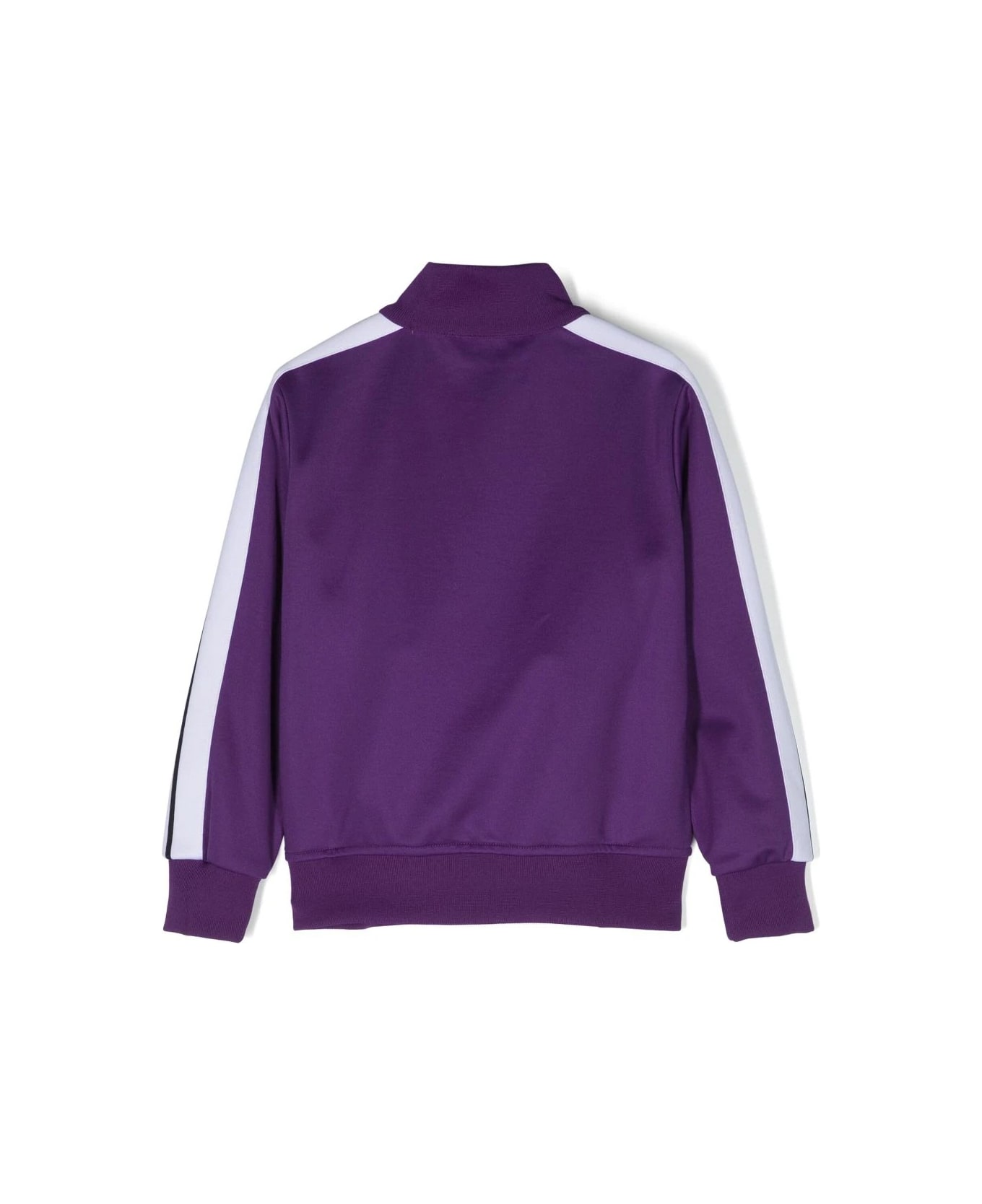 Palm Angels Purple Track Jacket With Zip And Logo - Purple