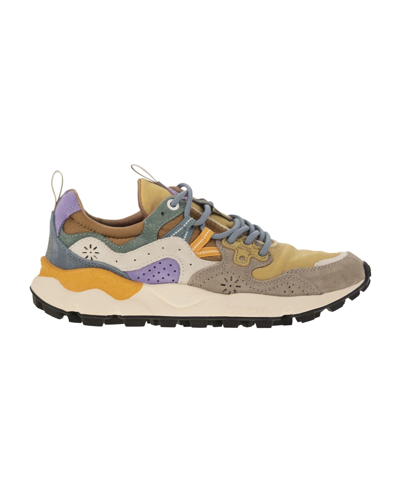 Flower Mountain Yamano 3 - Sneakers In Suede And Technical Fabric - Brown/mustard