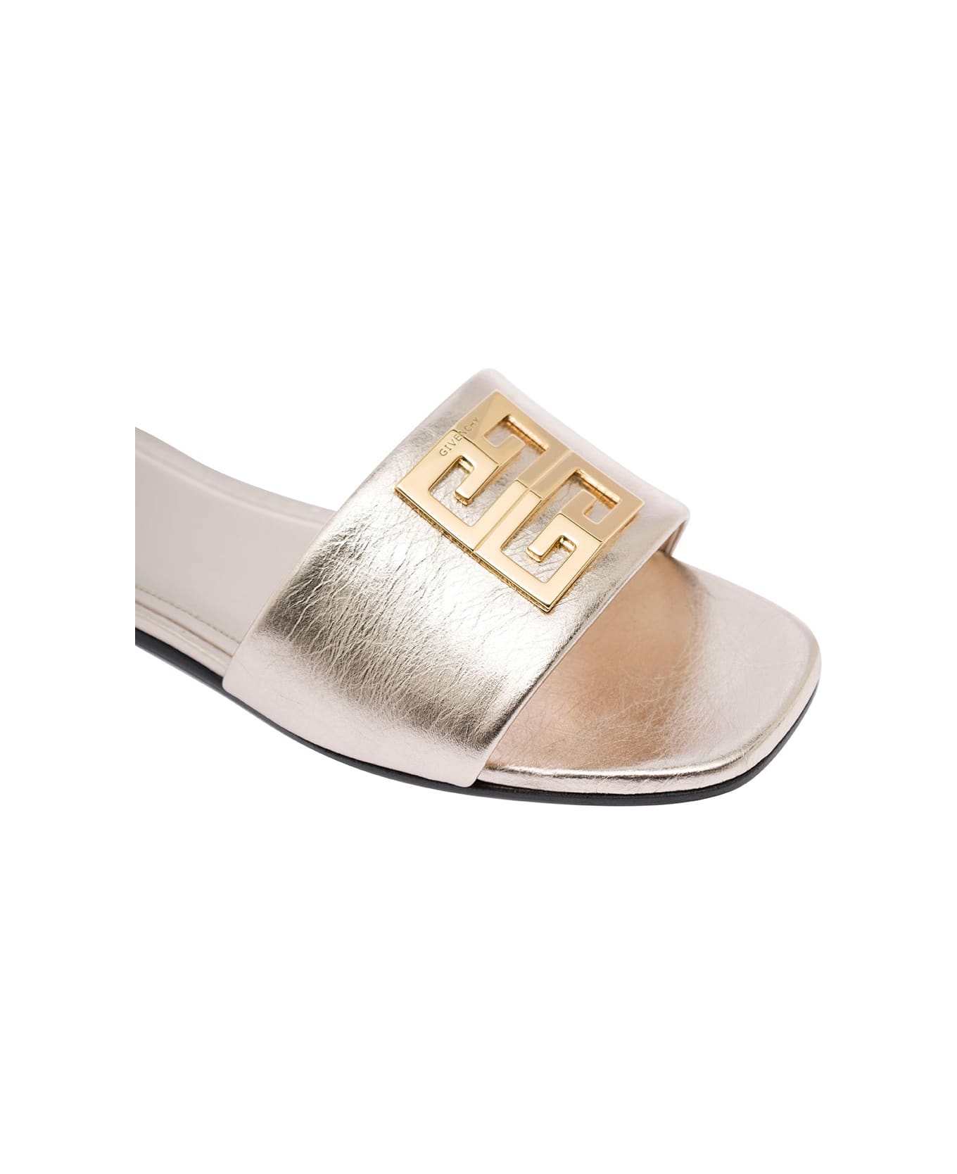 Givenchy Silver Flat Sandals With 4g Detail In Metallic Leather Woman - DUSTY GOLD サンダル