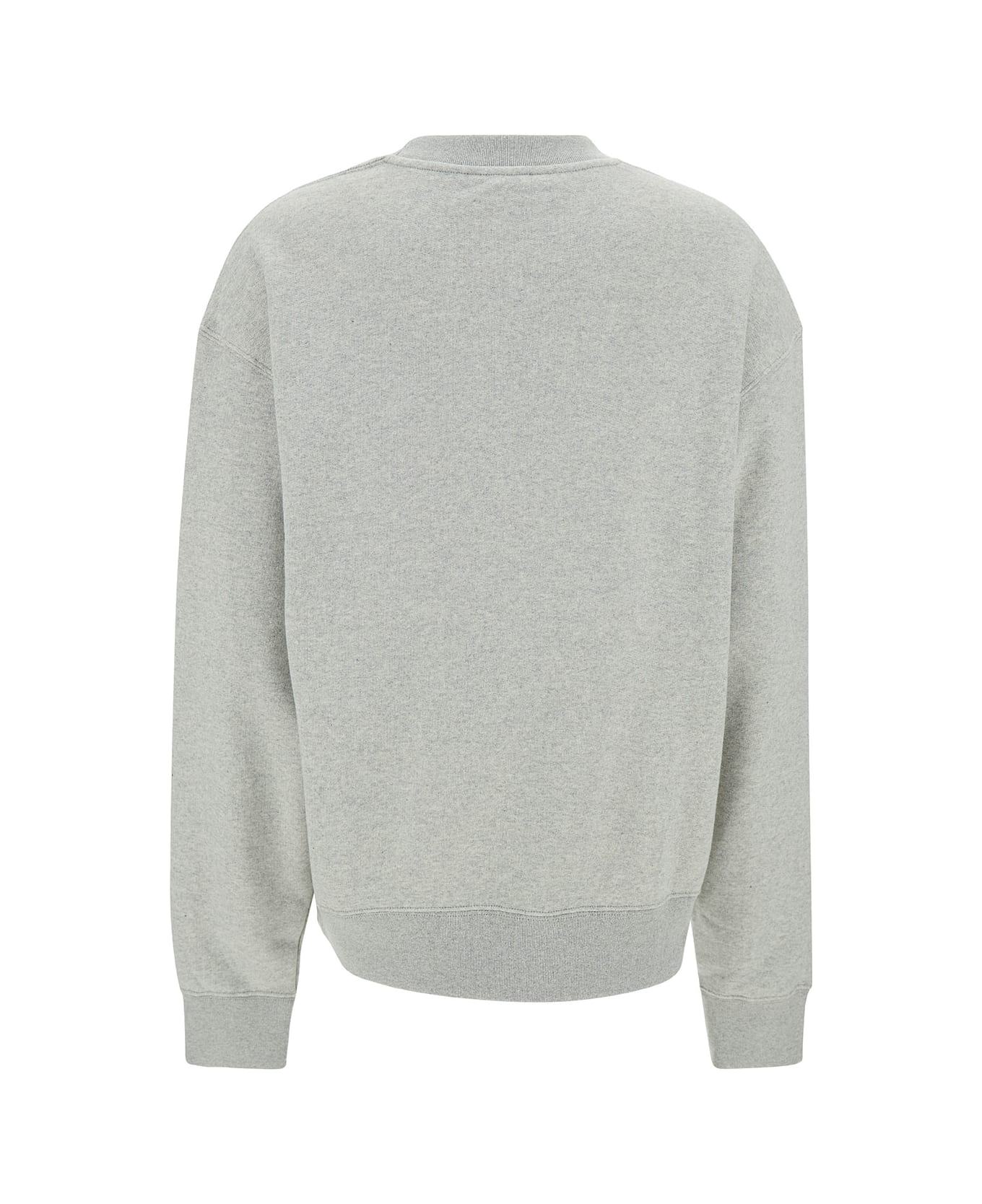 Jil Sander Grey Crewneck Sweatshirt With Logo Lettering Print In Stretch Cotton Woman - Grey