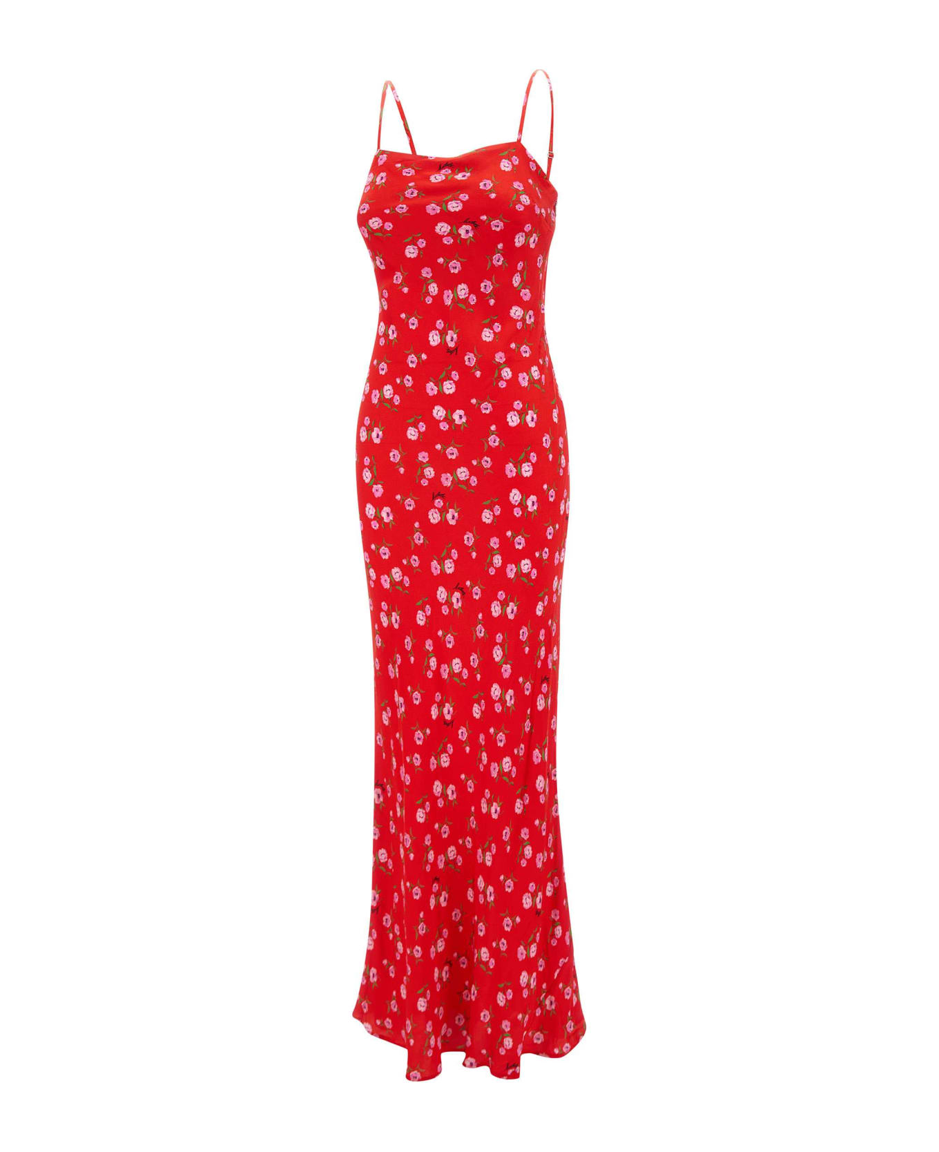 Rotate by Birger Christensen "printed Maxi" Viscose Crepe Dress - RED