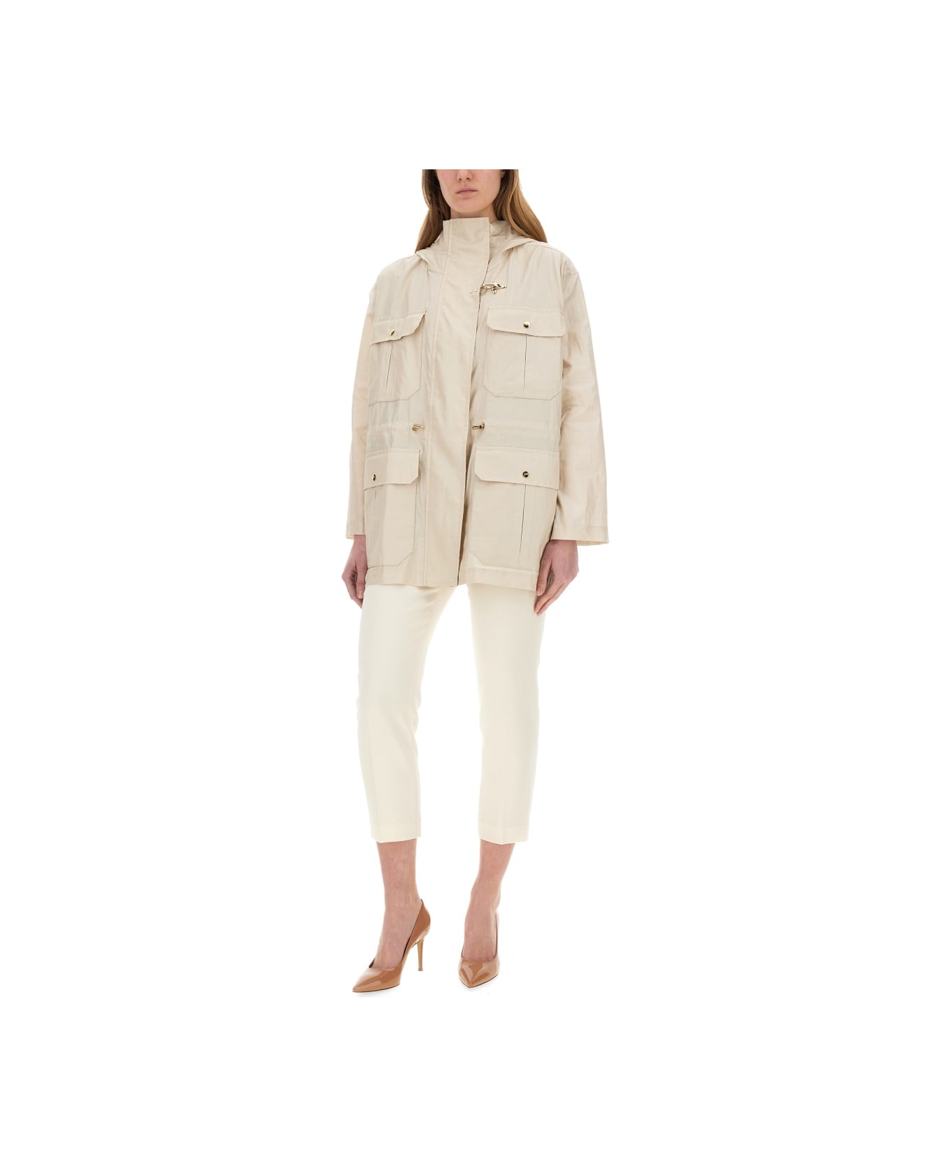 Fay Linen And Cotton Canvas Parka - BEIGE