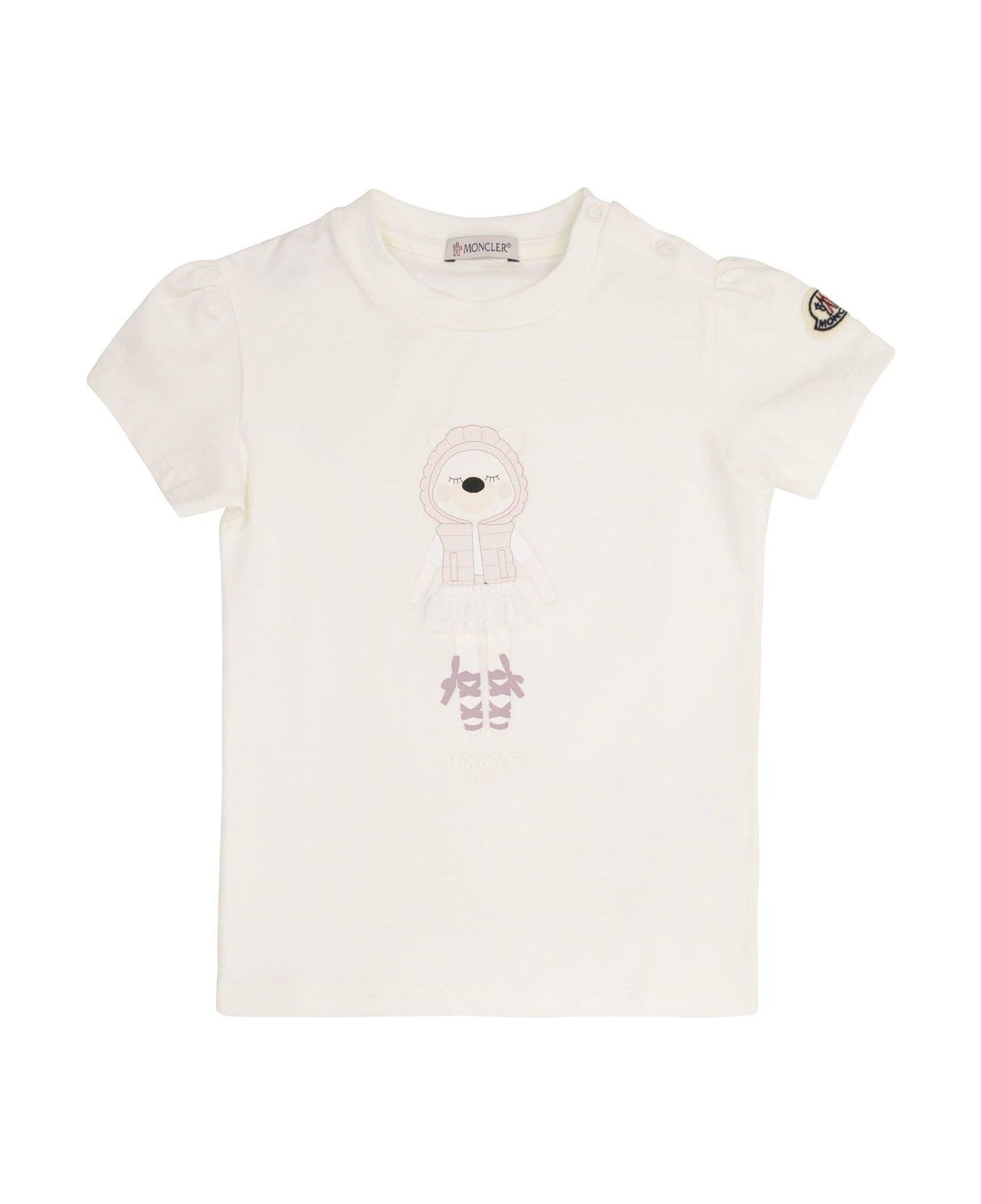 Moncler Teddy Bear Motif T-shirt - Bianco Tシャツ＆ポロシャツ