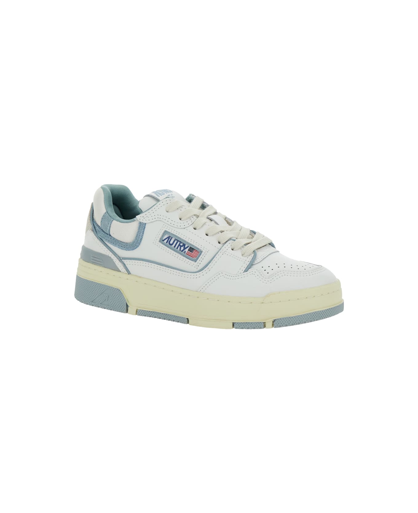Autry 'clc' White Sneakers With Logo Patch On The Tongue And Logo Print On The Heel In Leather Blend Woman - White