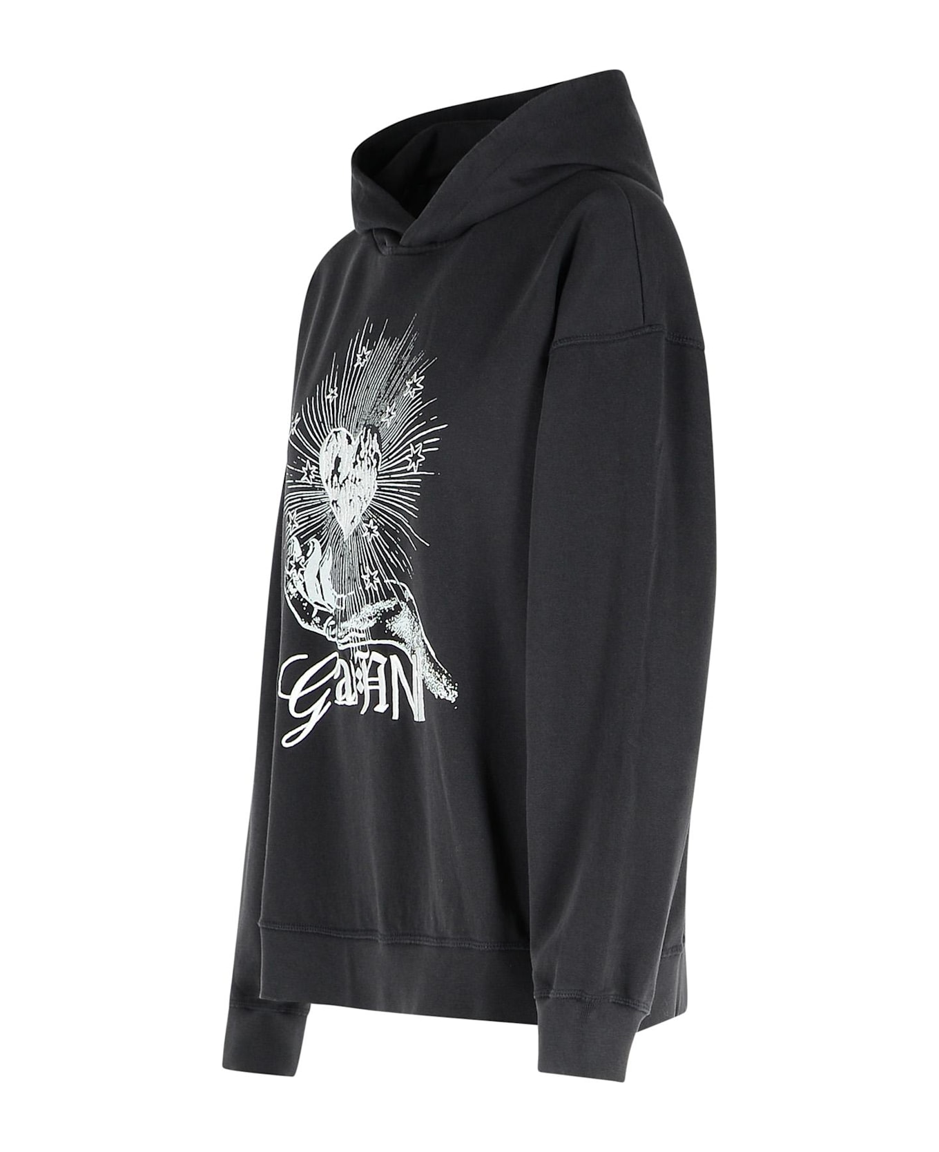 Ganni Black Isoli Heart Hoodie - Black