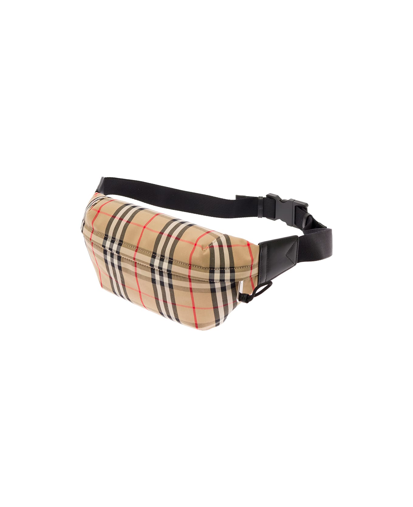 Burberry Sonny Beig Belt-bag In Tech Canvas With Vintage Check Pattern Burberry Man - Beige