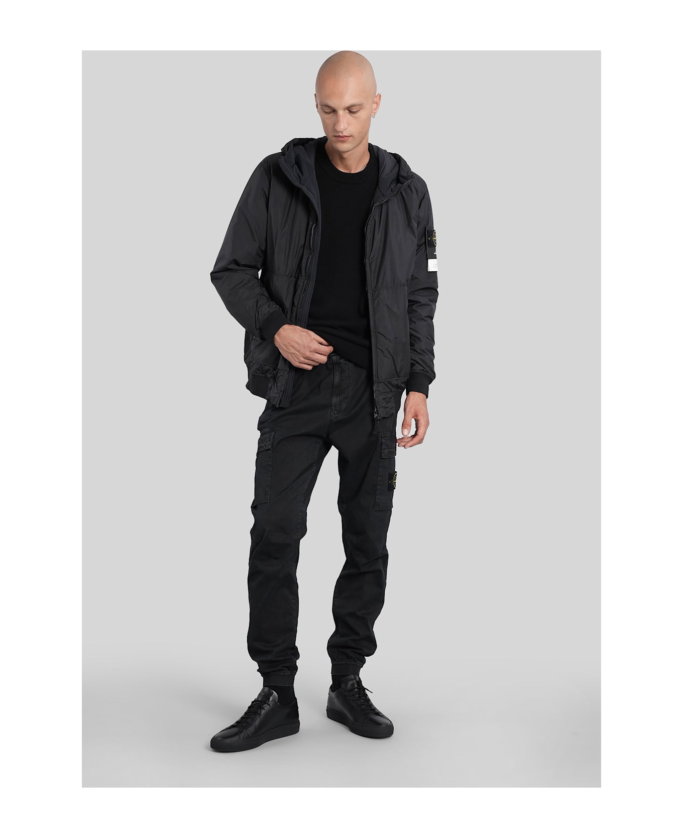 Stone Island Casual Jacket In Black Polyamide - black