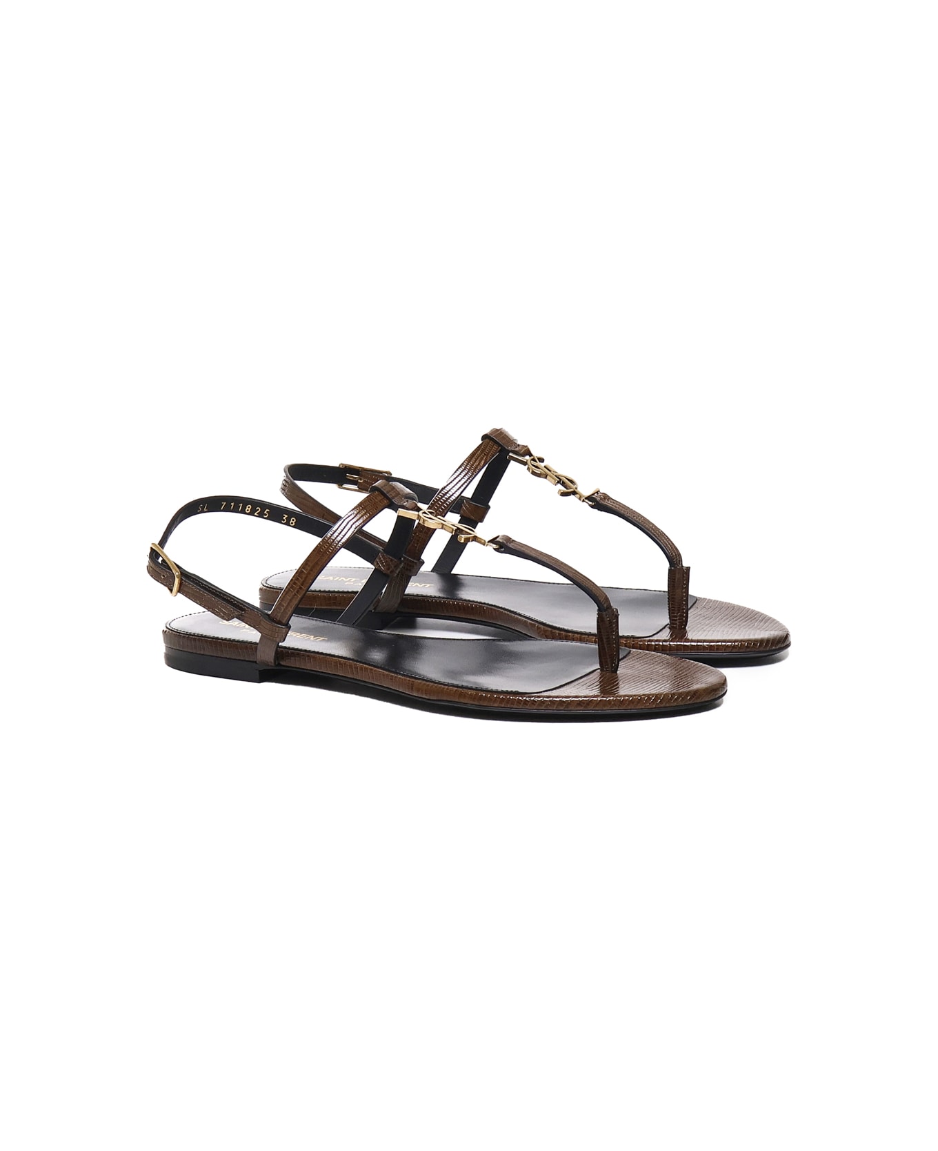 Saint Laurent Cassandre Sandals - Macadamia brown