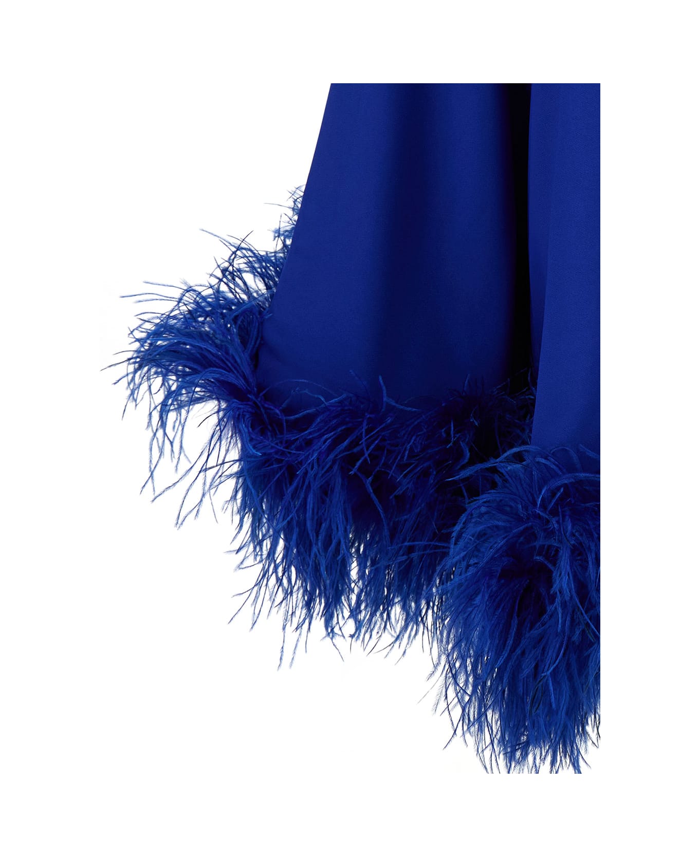 Taller Marmo 'ubud' Mini Blue One-shoulder Dress With Feather Trim In Acetate Blend Woman - Blu