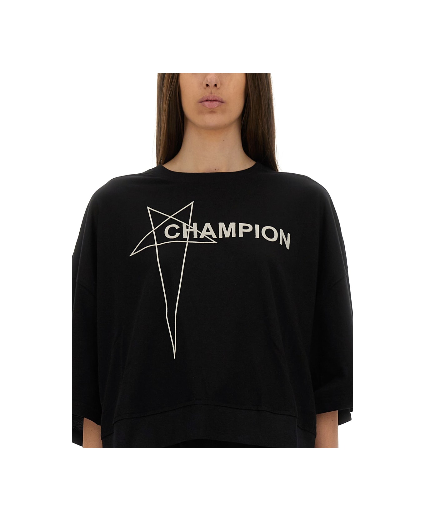Rick Owens x Champion Cropped "tommy T" T-shirt - BLACK