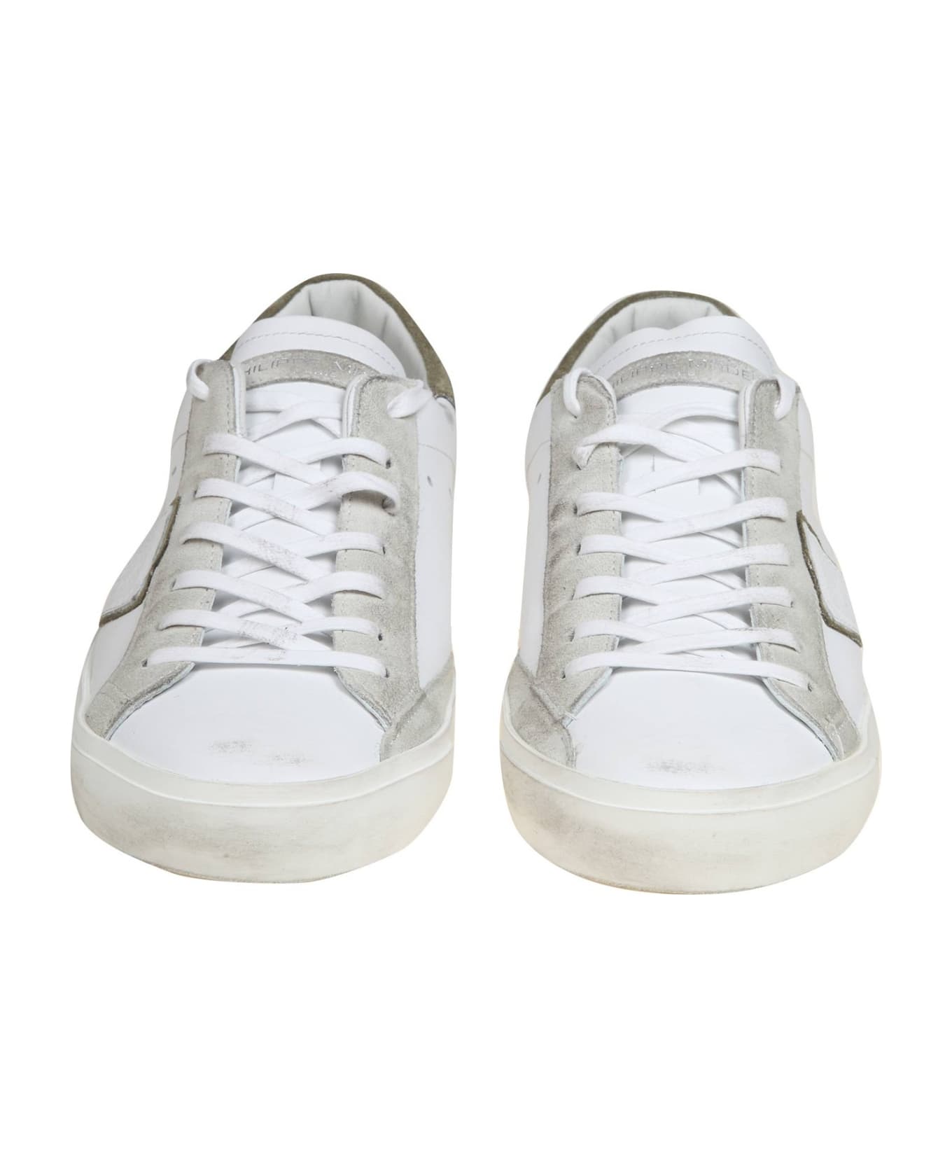 Philippe Model Prsx Sneakers In White And Green Leather - White green