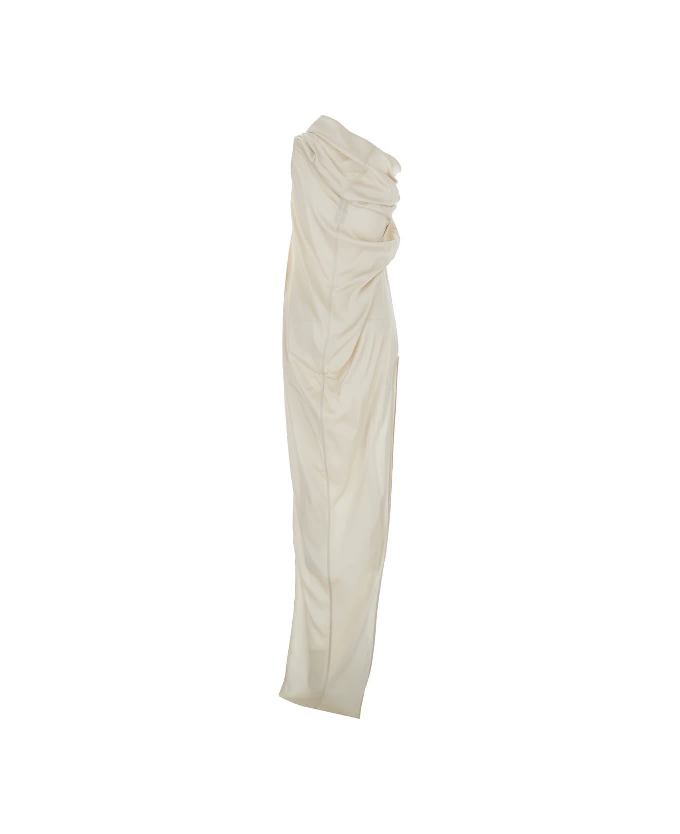 Rick Owens 'athena Arrowhead' White Long Dress With One Shoulder Design And Side Slits In Viscose And Acetate Blend Woman - White