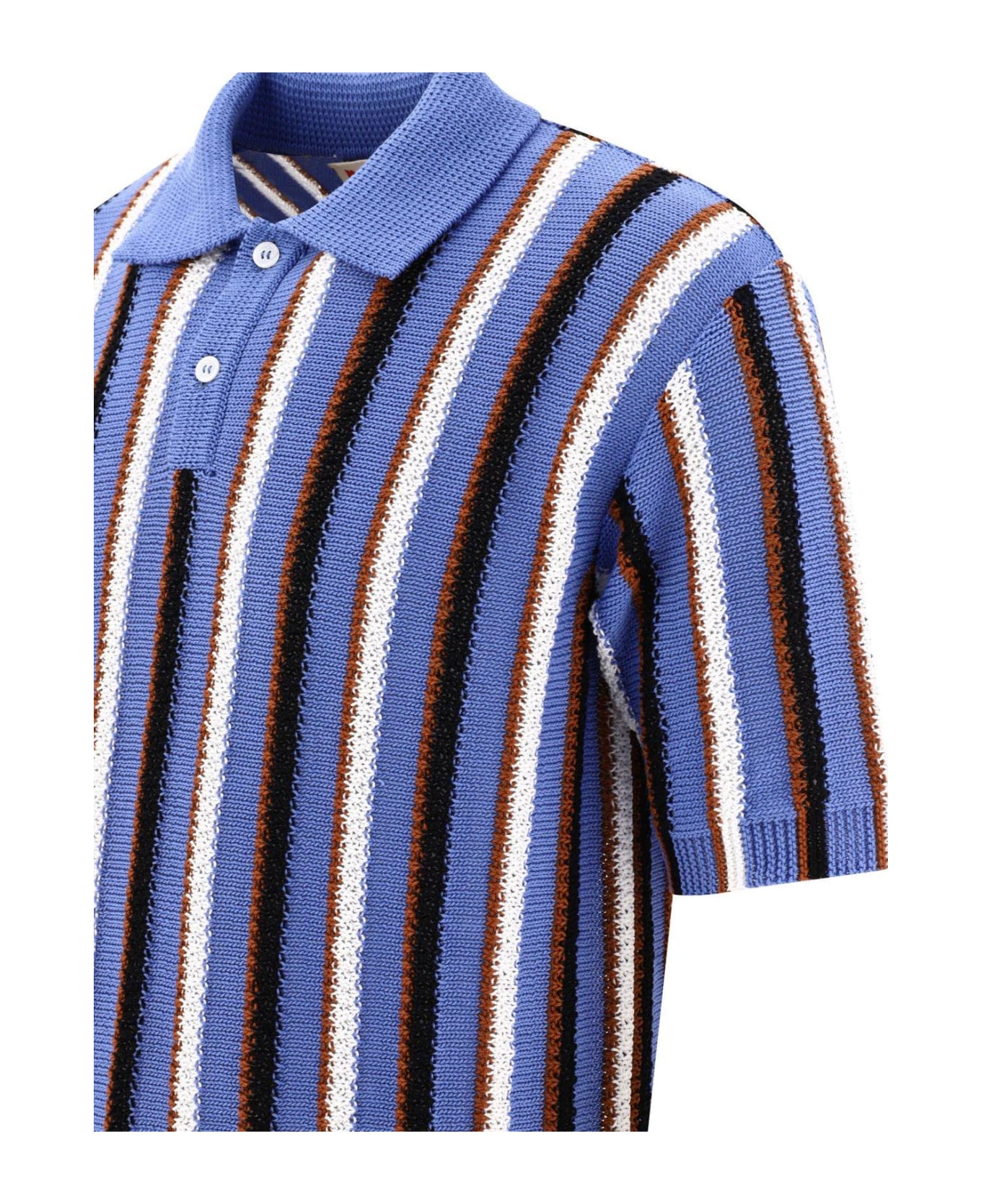 Marni Striped Crocheted Polo Shirt - Azzurro