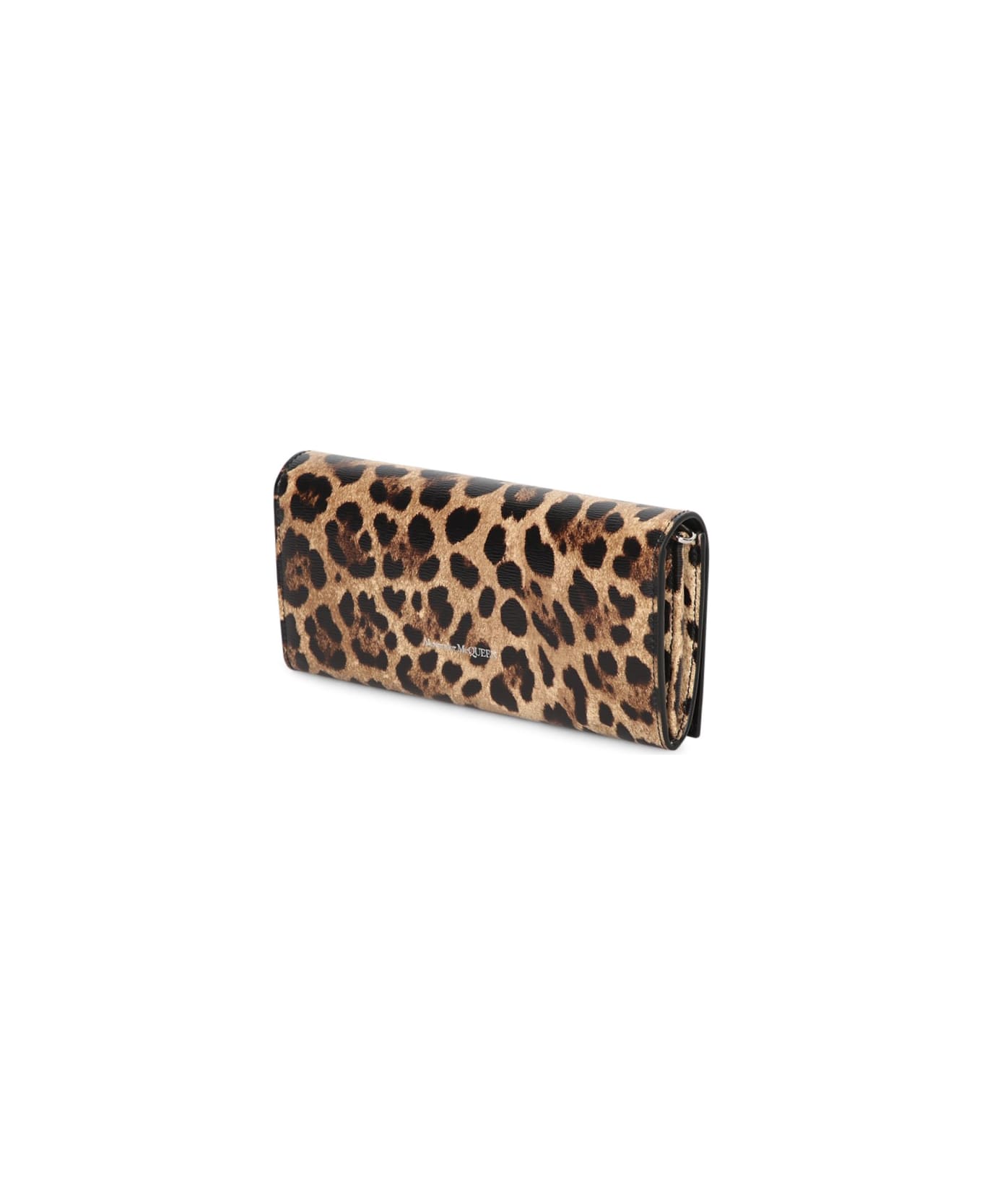 Alexander McQueen Brown Leopard Chain Wallet Bag - Brown