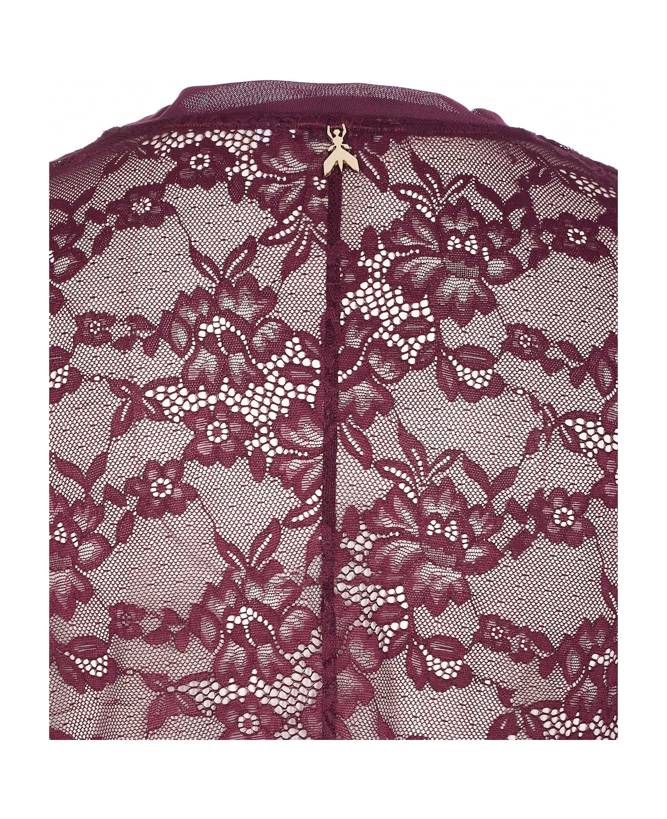 Patrizia Pepe Lace Long Sleeves T-shirt - Bordeaux