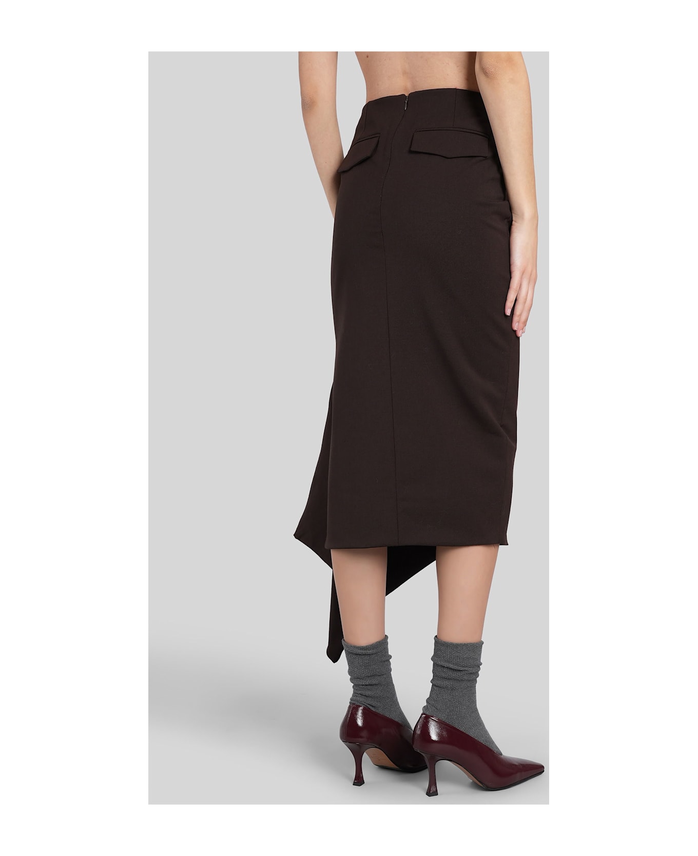 TheLatest Cassidy Skirt In Brown Polyester - brown
