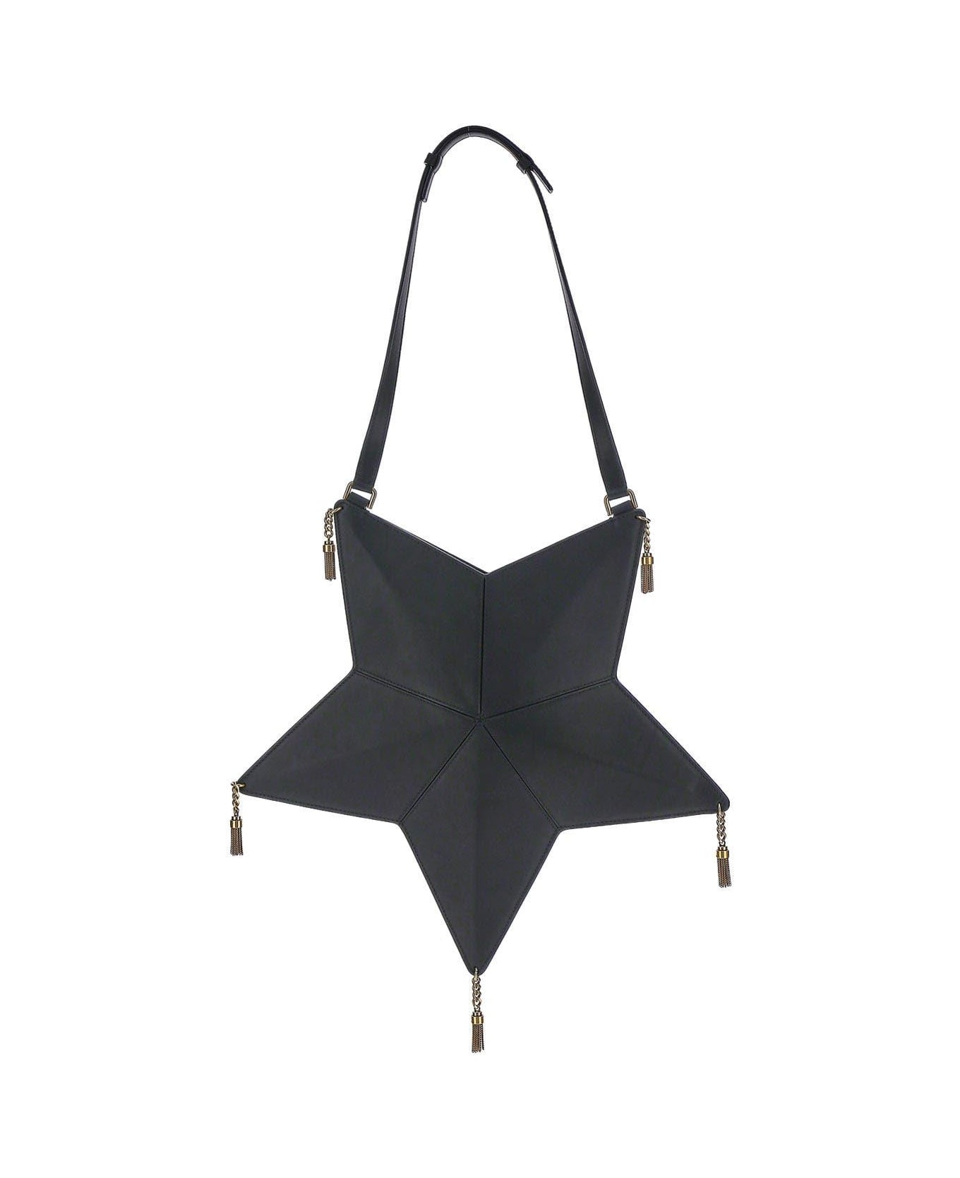Saint Laurent Astro Shoulder Bag In Vegetable-tanned Leather - Black