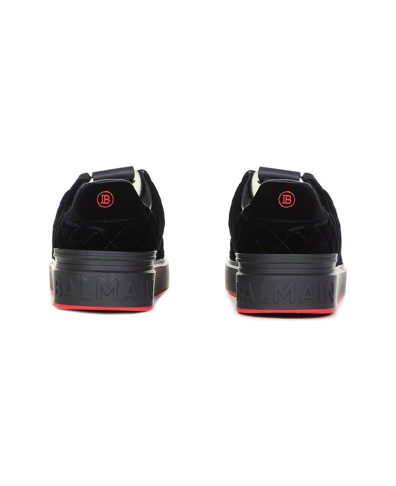 Balmain Velvet B-court Lace-up Sneakers - Black スニーカー
