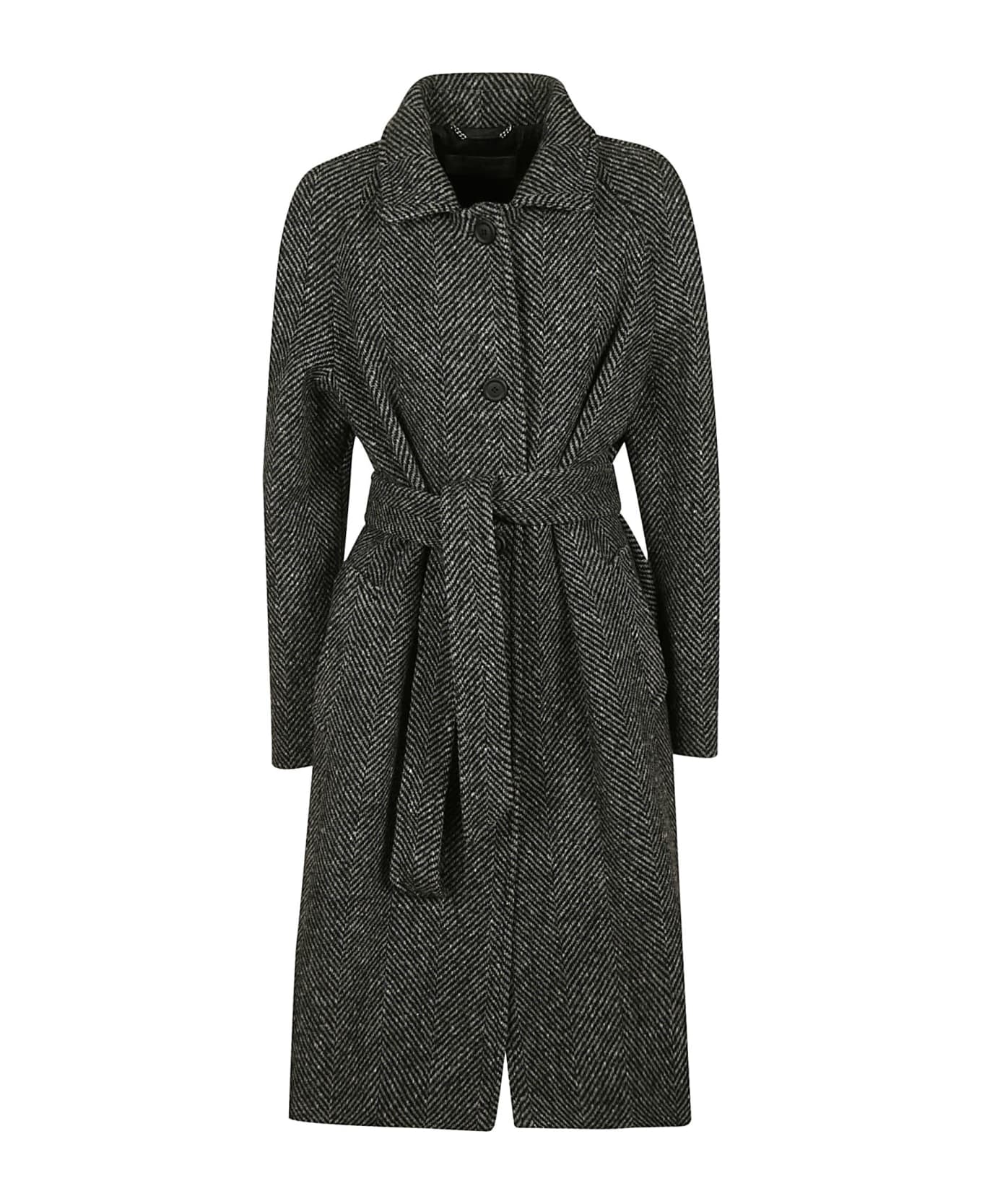 Alberta Ferretti Tie-waist Patterned Coat - Grey
