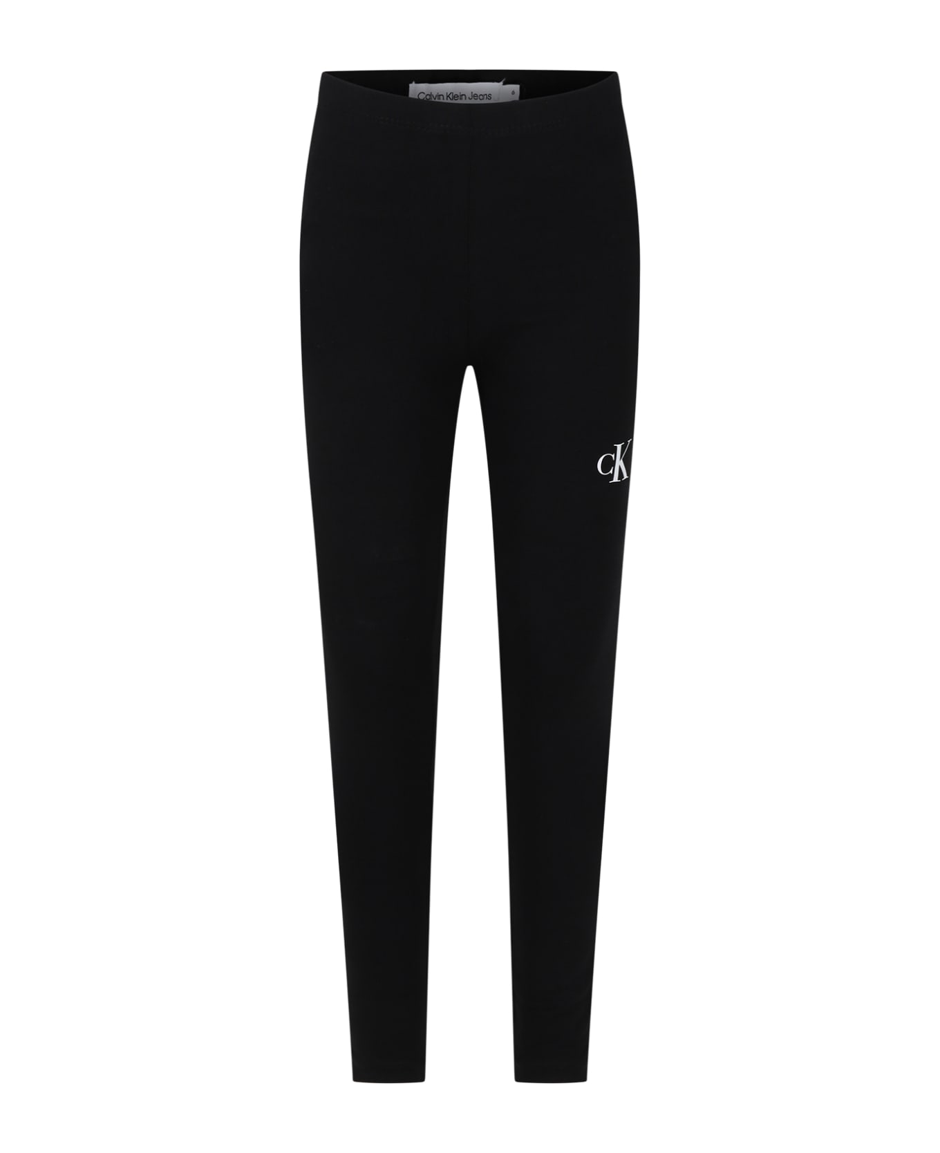 Calvin Klein Black Leggings For Girl With Logo - Black