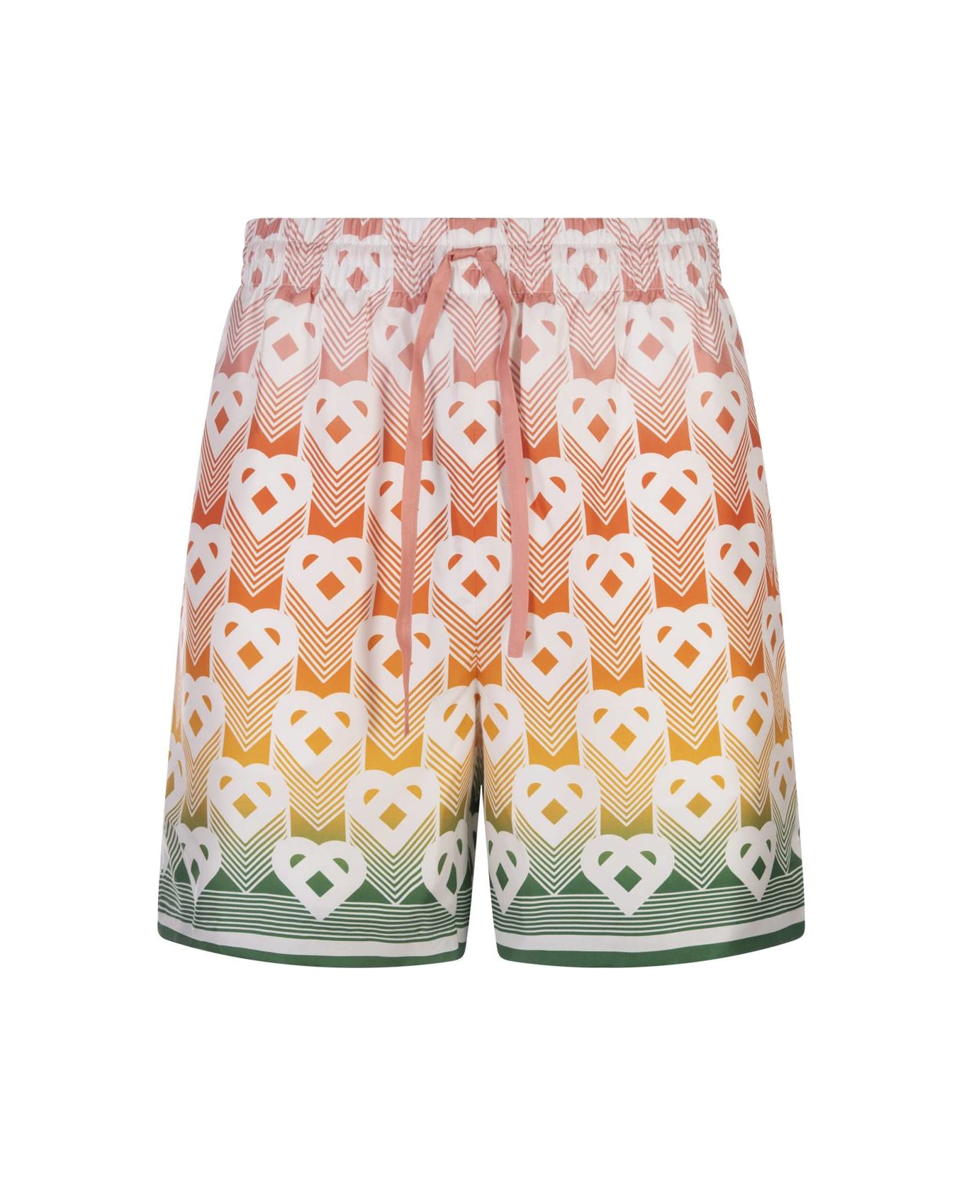 Casablanca Gradient Heart Monogram Silk Shorts - Multicolour