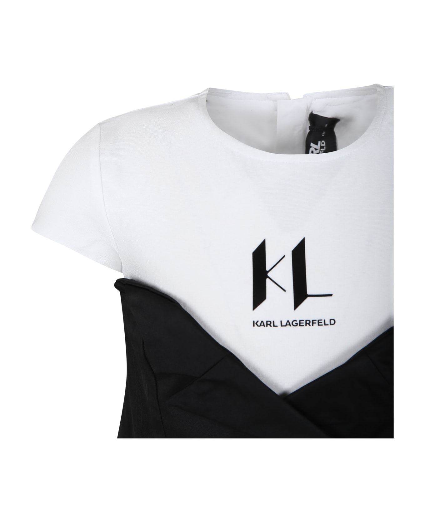 Karl Lagerfeld Kids Black Dress For Girl With Logo - Black