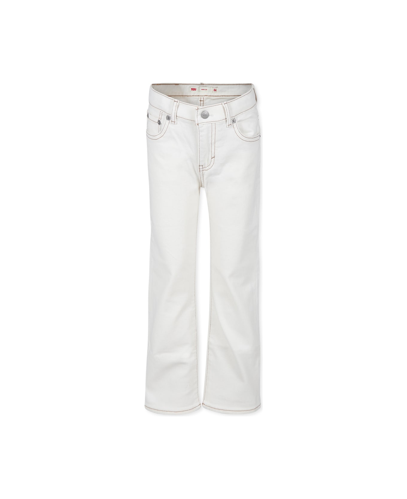 Levi's Ivory Jeans For Girl With Logo - Ivory