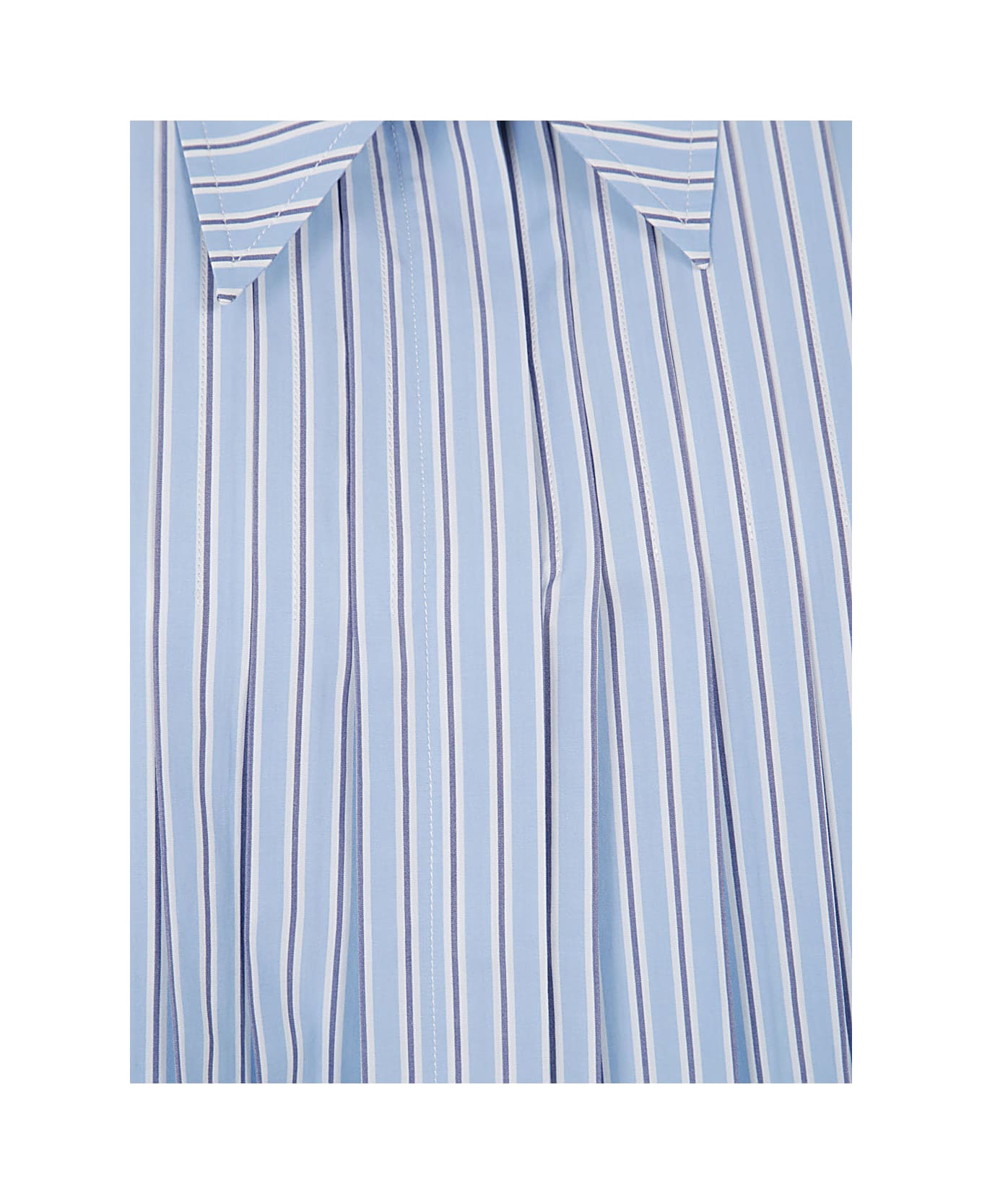 Alberta Ferretti Cropped Striped Shirt - Light Blue