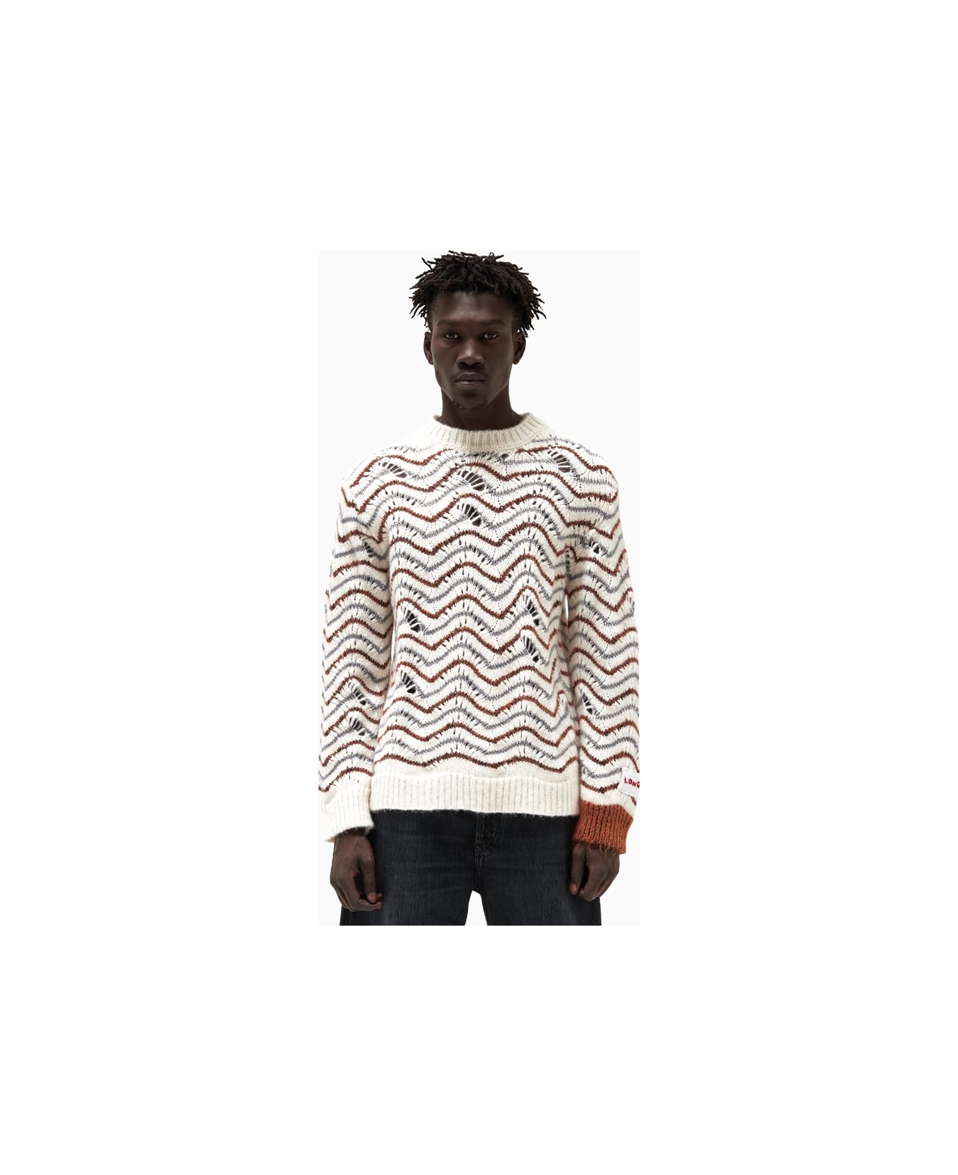 Longo Jacquard Wave Sweater - ECRU