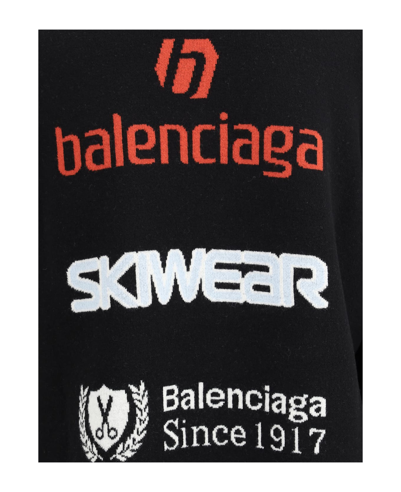 Balenciaga Wool Blend Pullover With Logo - Black/multico
