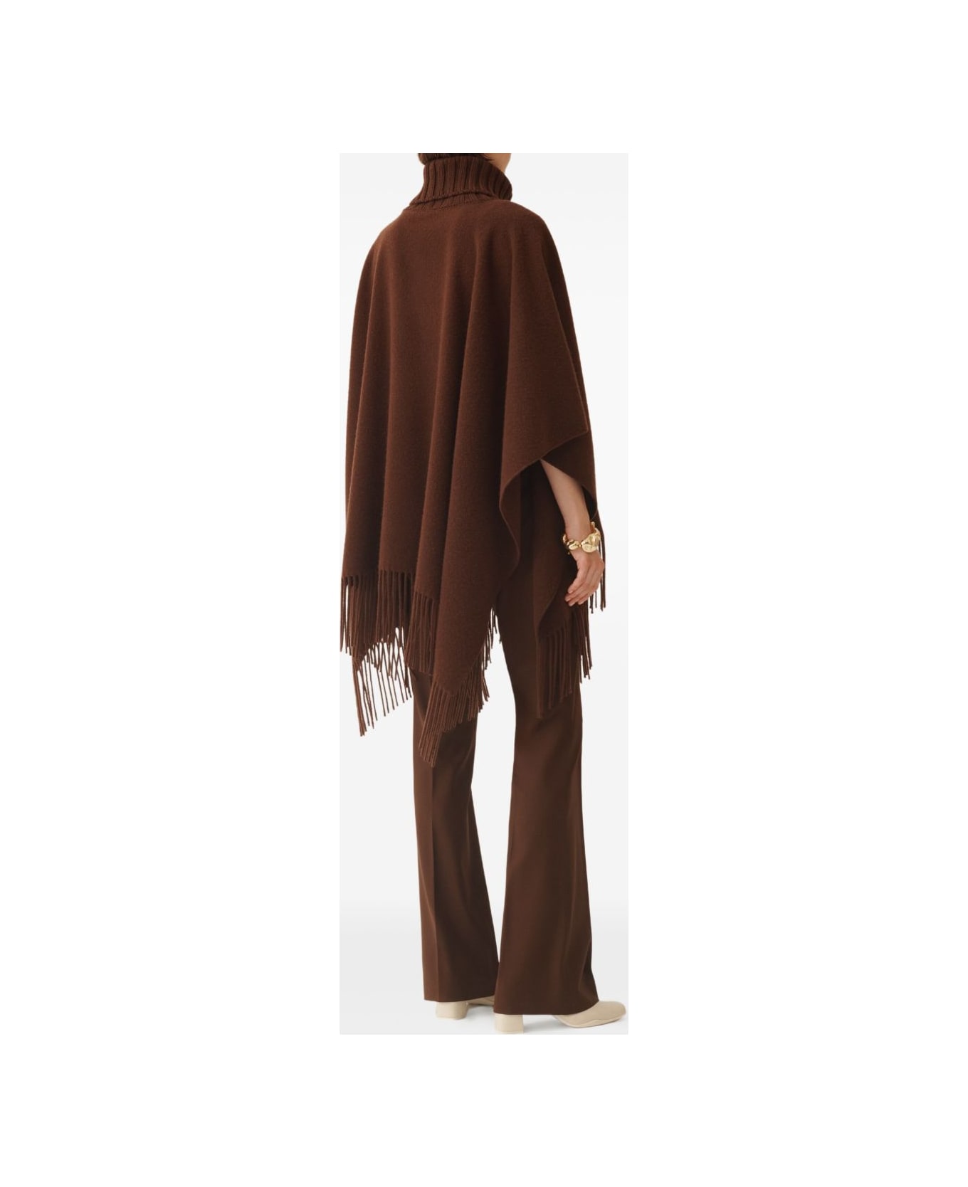 Fabiana Filippi Wool Poncho - Marrone scuro