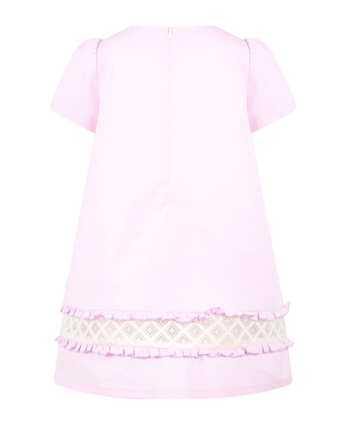 Simonetta Pink Dress For Girl With Lace Details - Pink