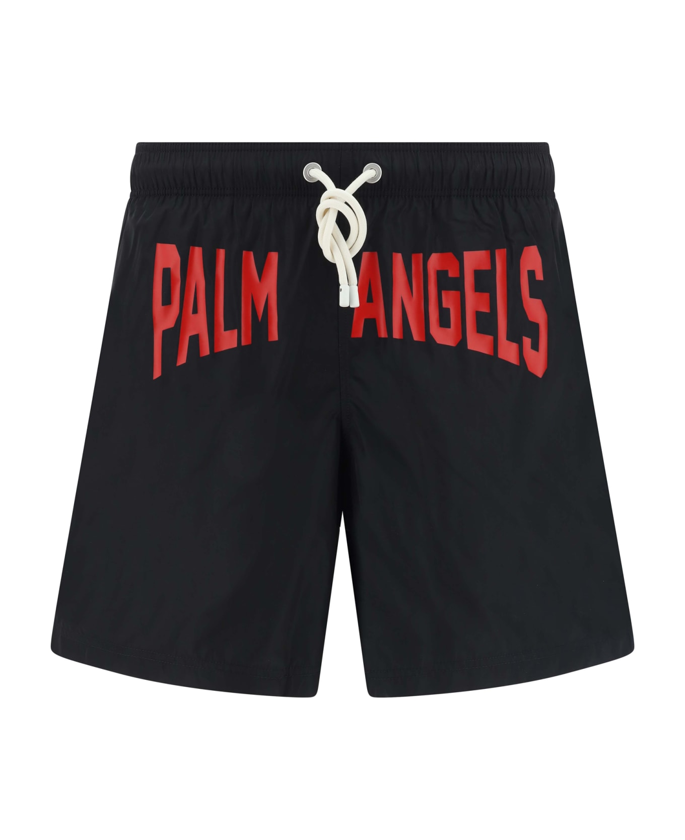Palm Angels Nylon Swimsuit With Logo - Black Red
