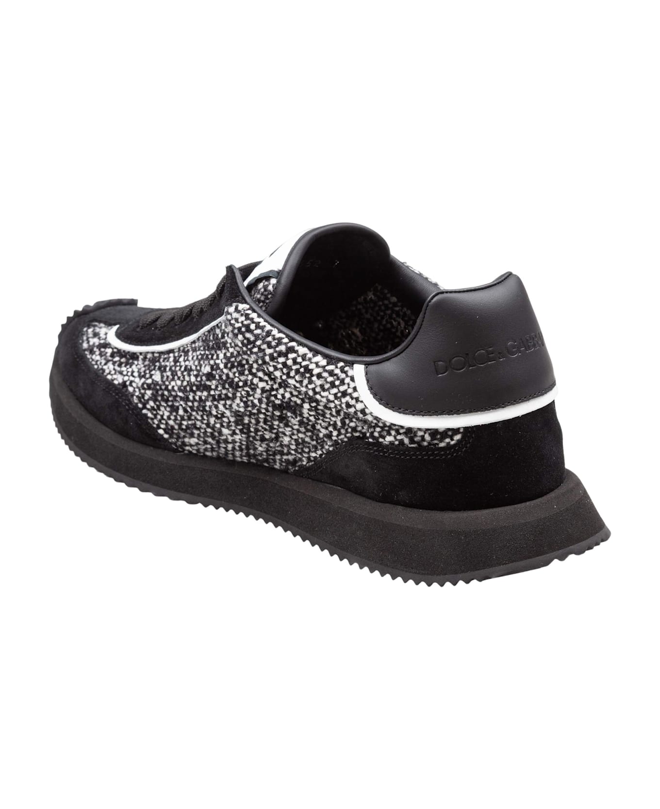 Dolce 
Gabbana Cushion Sneakers In Leather And Fabric, Black And White - Black /White