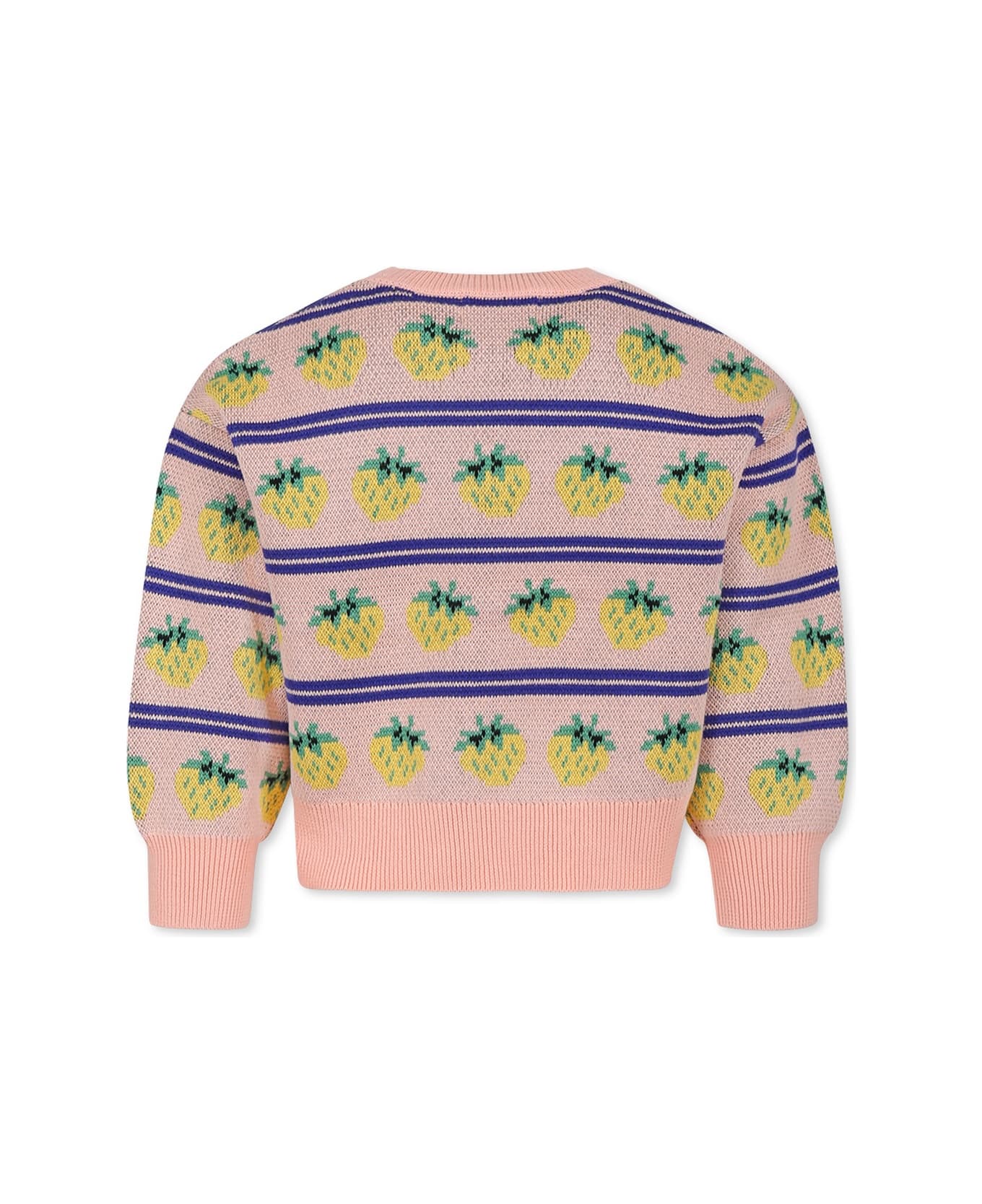 Molo Pink Crop Sweater For Girl With Strawberries - Pink