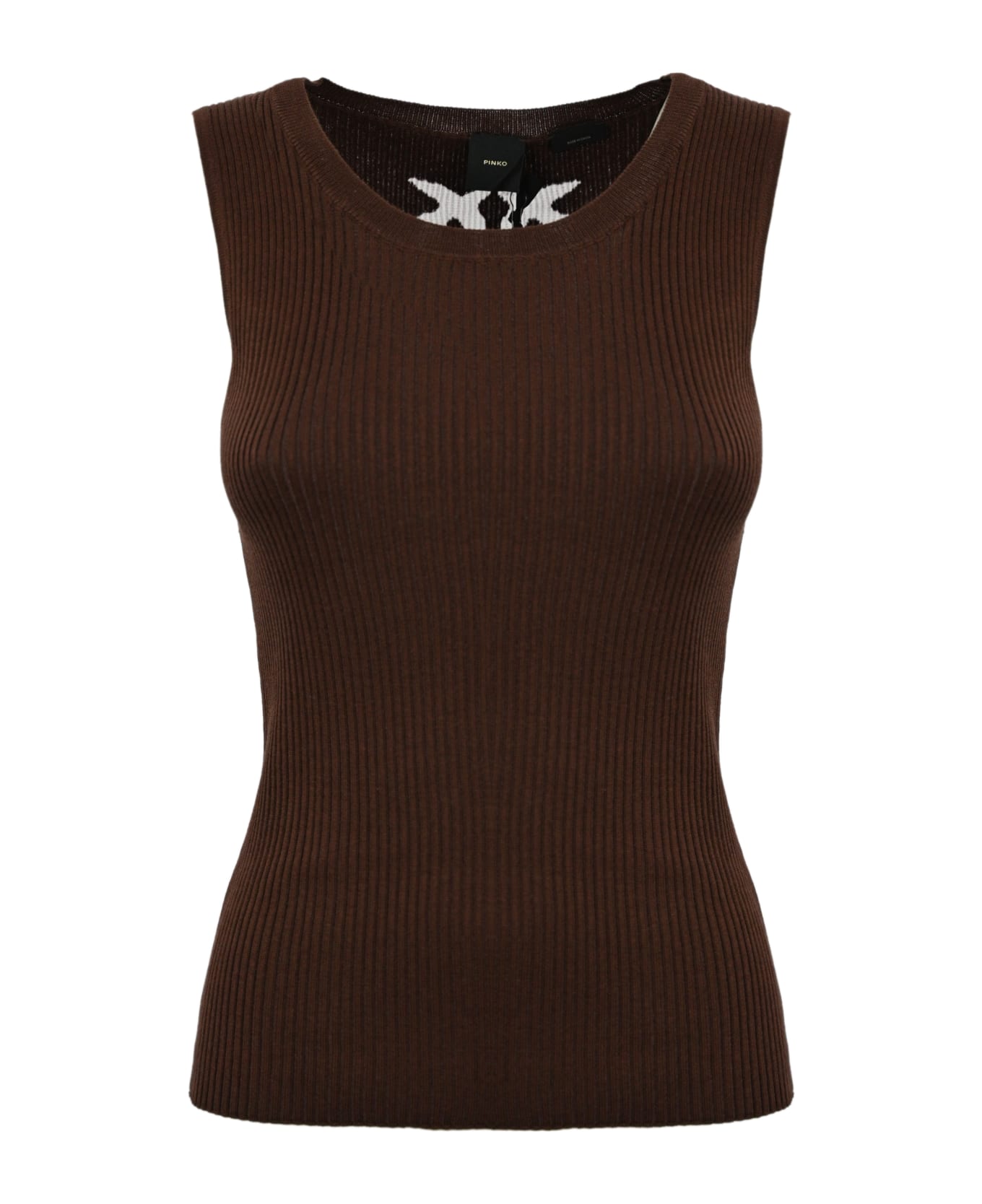 Pinko Silk Blend Tank Top - Brown