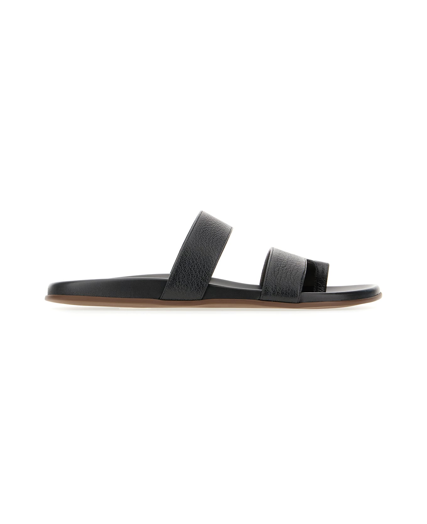 The Row Black Leather Thong Sandals - BLACK