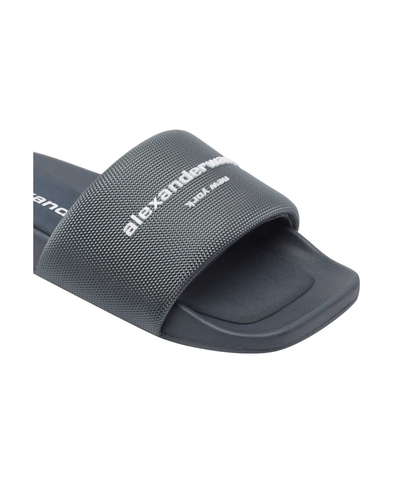 Alexander Wang Logo Slide Sandals - Grey
