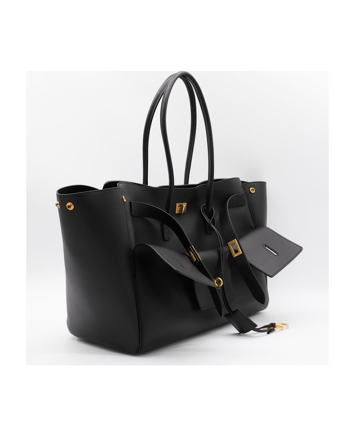 Balenciaga Black Leather Carry All Bel Air Backpack