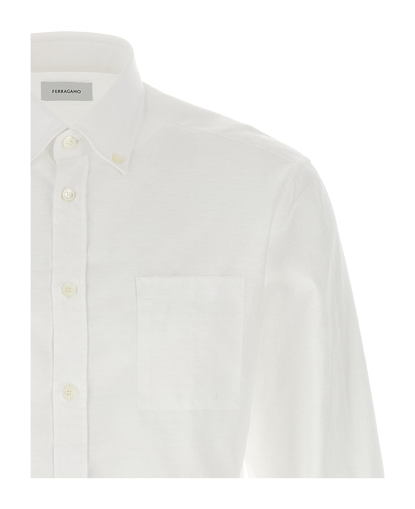 Ferragamo 
gancini
 Jacquard Shirt - White