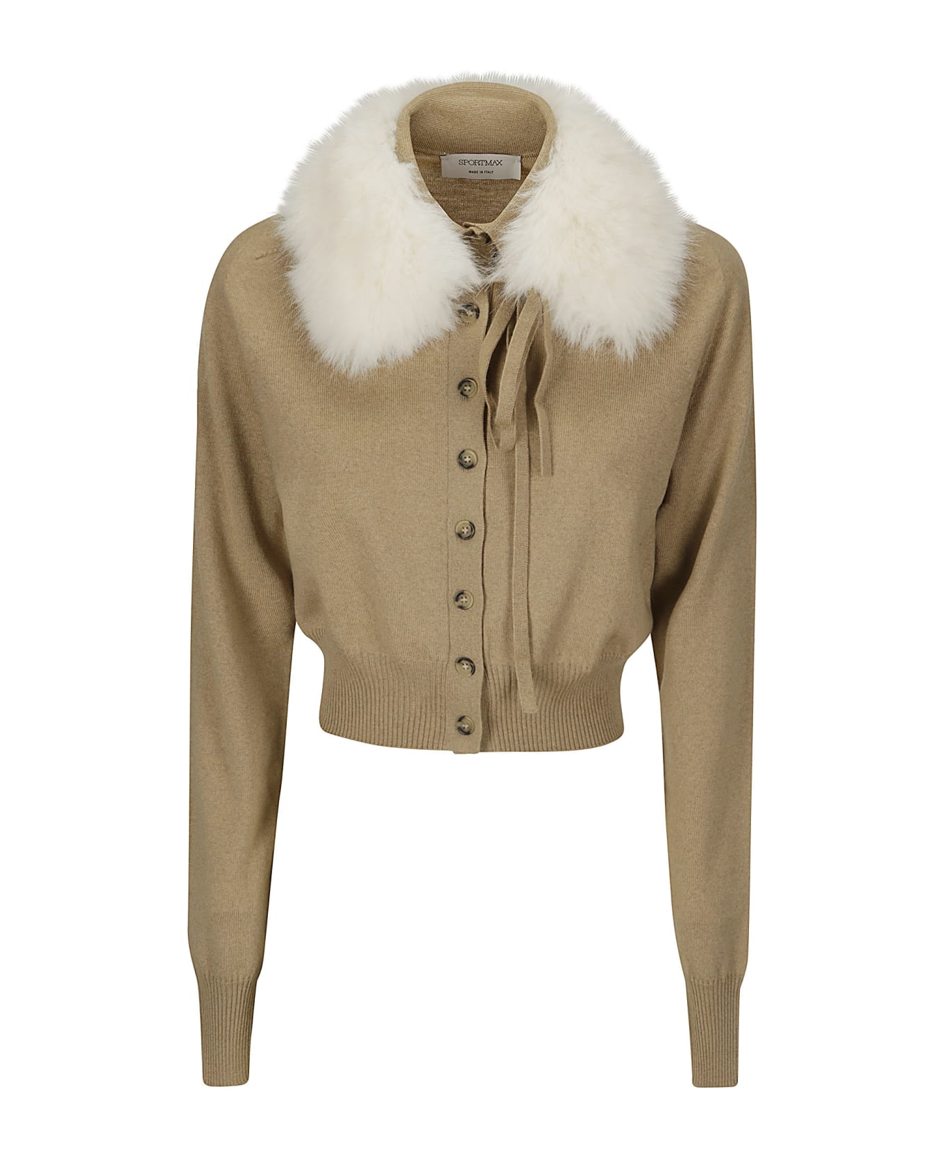 SportMax Sport Knitted And Fur Cardigan - BROWN