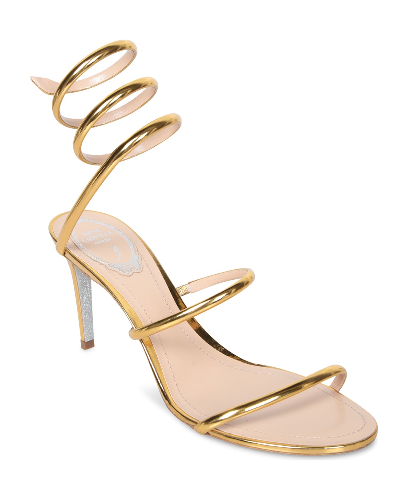 René Caovilla Cleo 080 Gold Sandals - Metallic